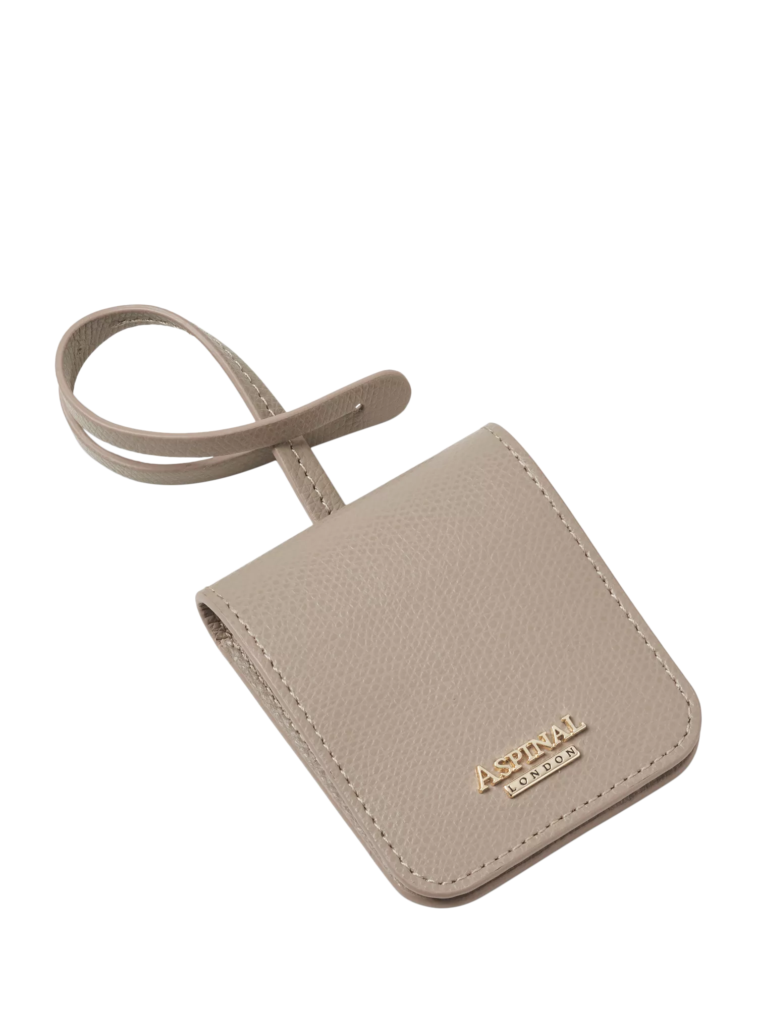 Aspinal of London taupe leather luggage tag (British brand)