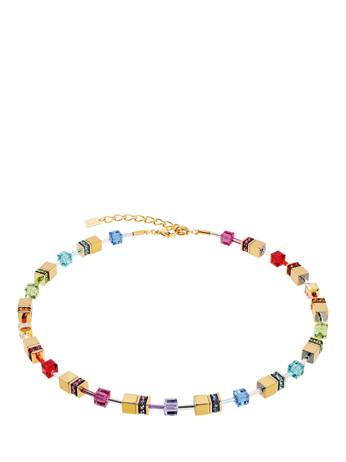 COEUR DE LION Swarovski cube necklace rainbow gold 42cm - British product