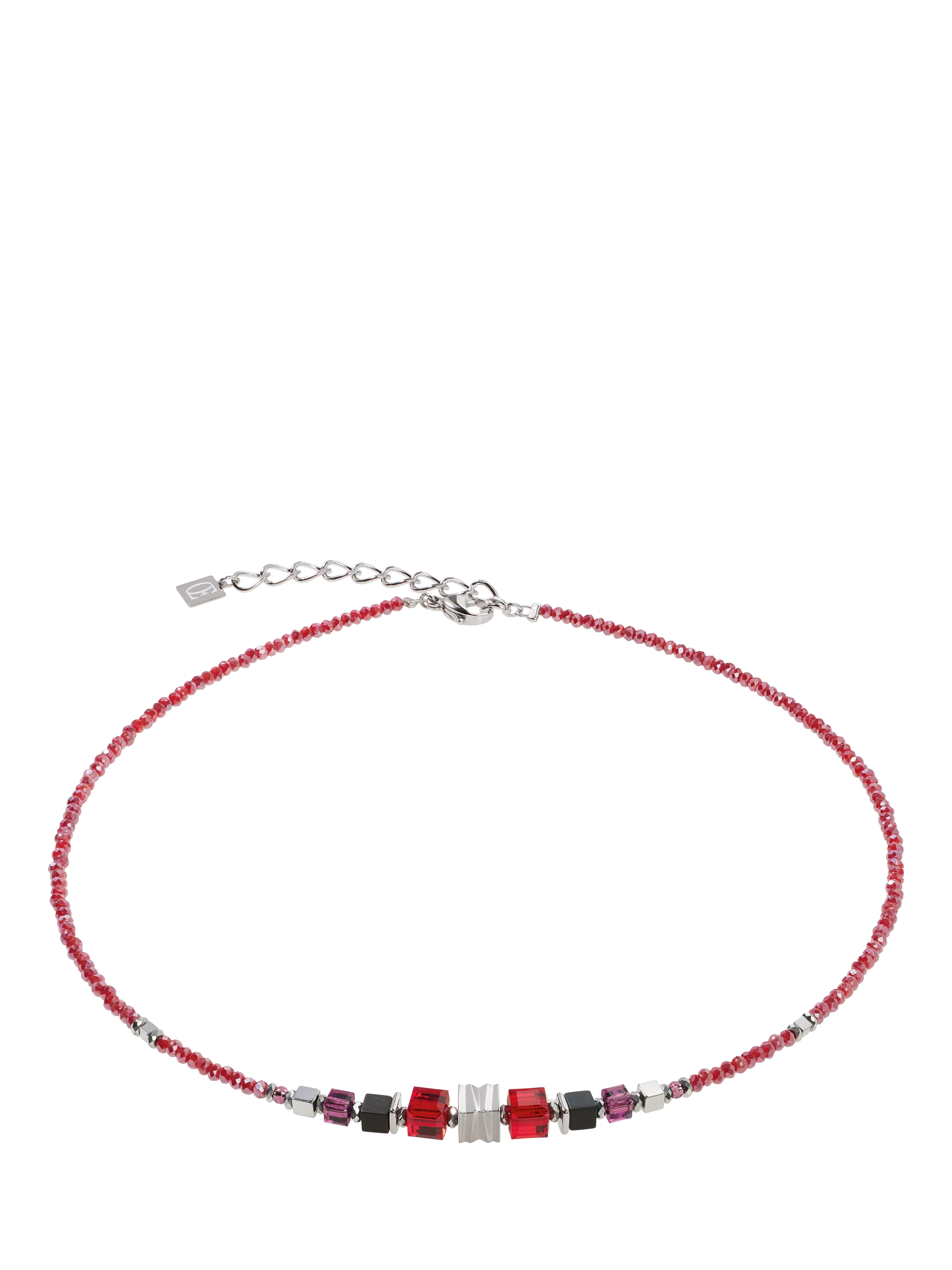 COEUR DE LION Swarovski hematite wave cube necklace, imported from the UK