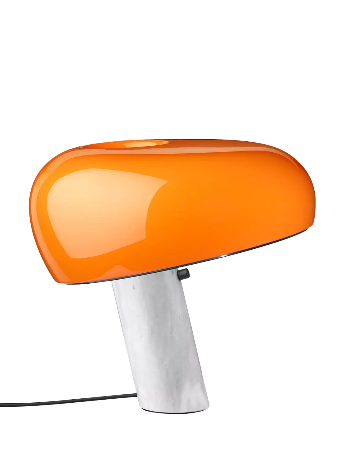Flos Snoopy orange table lamp with marble base, imported from the UK