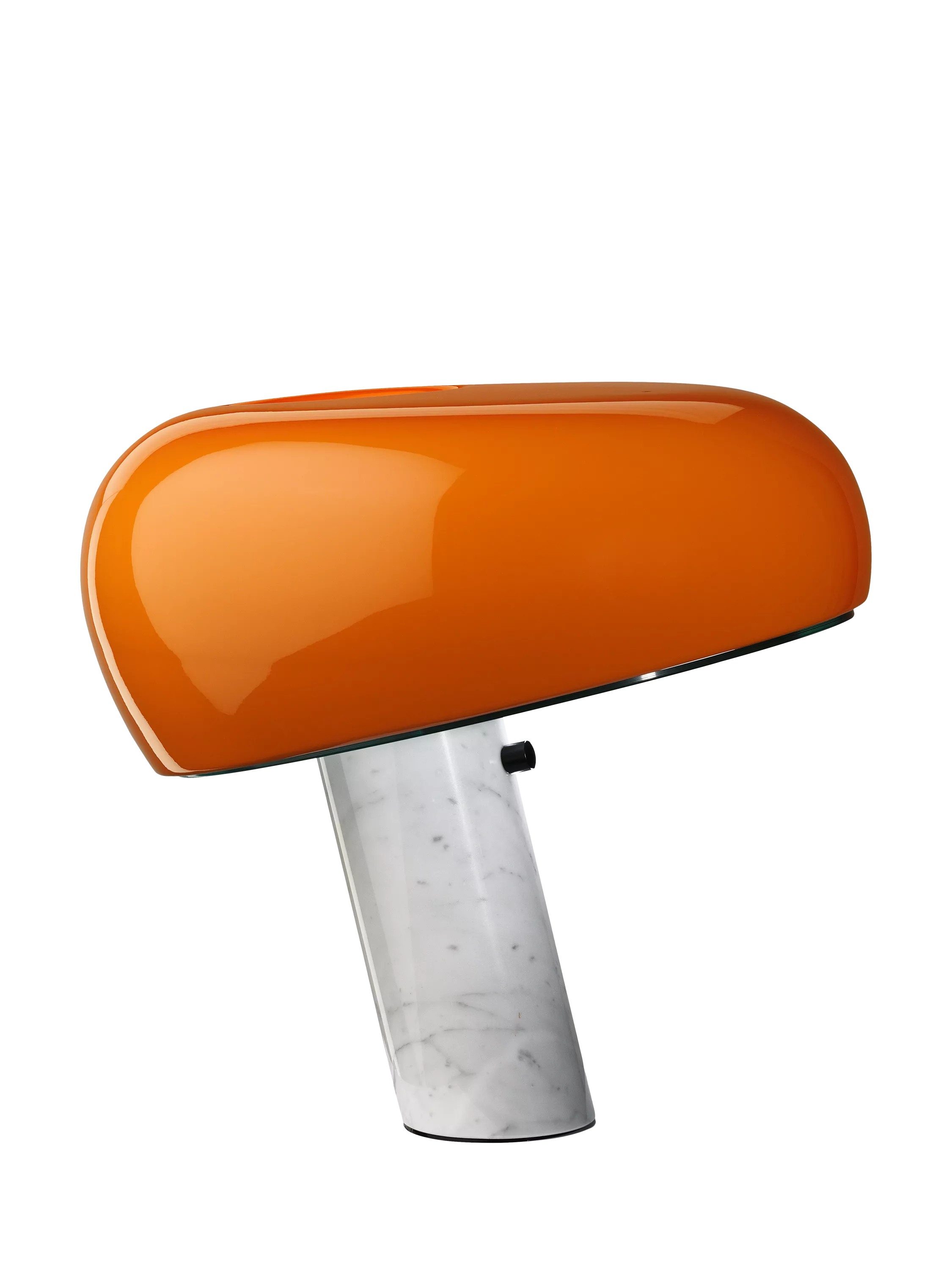 Flos Snoopy orange table lamp with marble base, imported from the UK