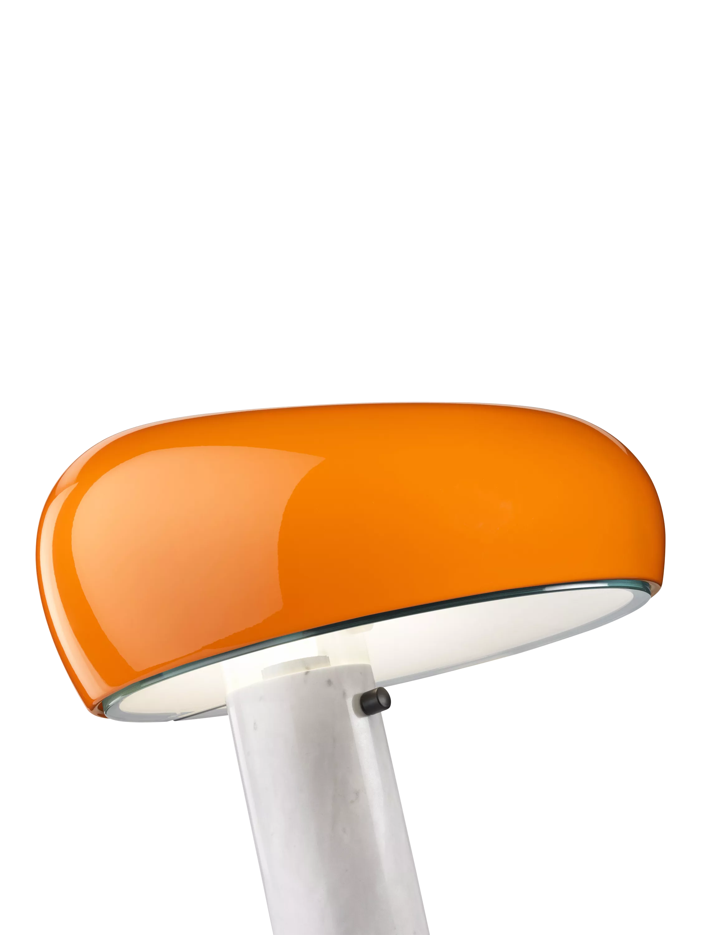 Flos Snoopy orange table lamp with marble base, imported from the UK
