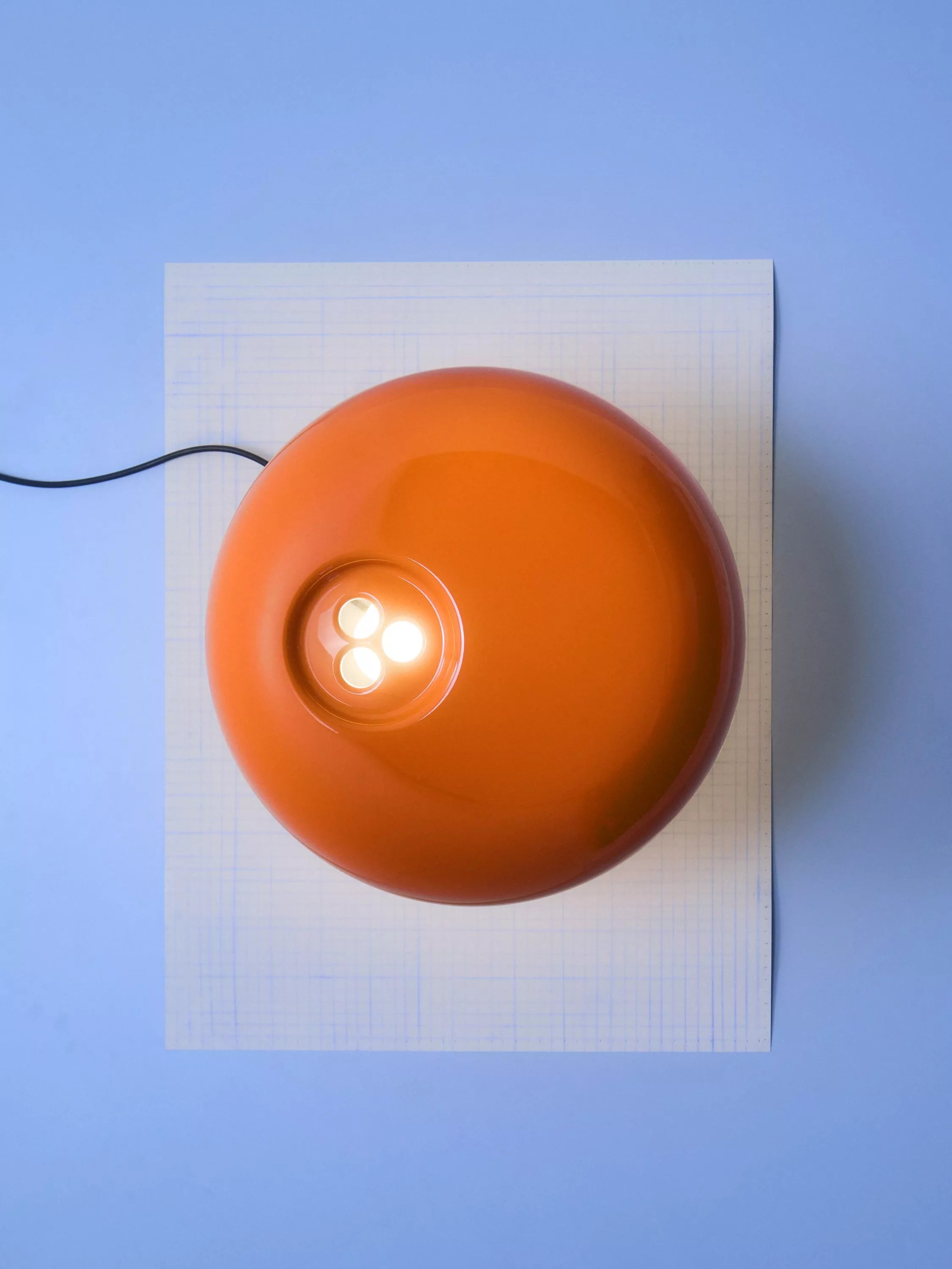 Flos Snoopy orange table lamp with marble base, imported from the UK