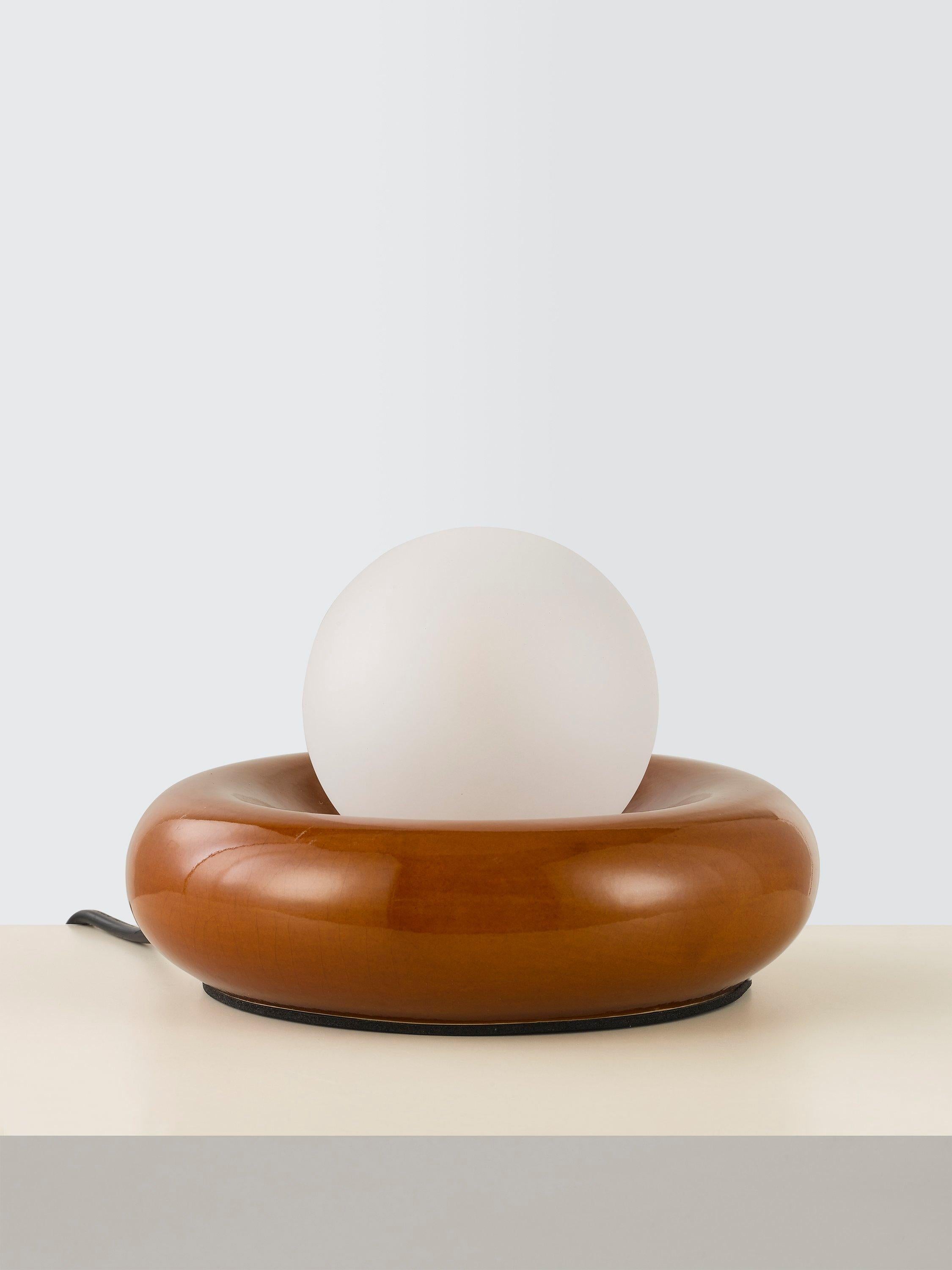 John Lewis Doughnut Table Lamp gloss white shade ceramic base, UK version