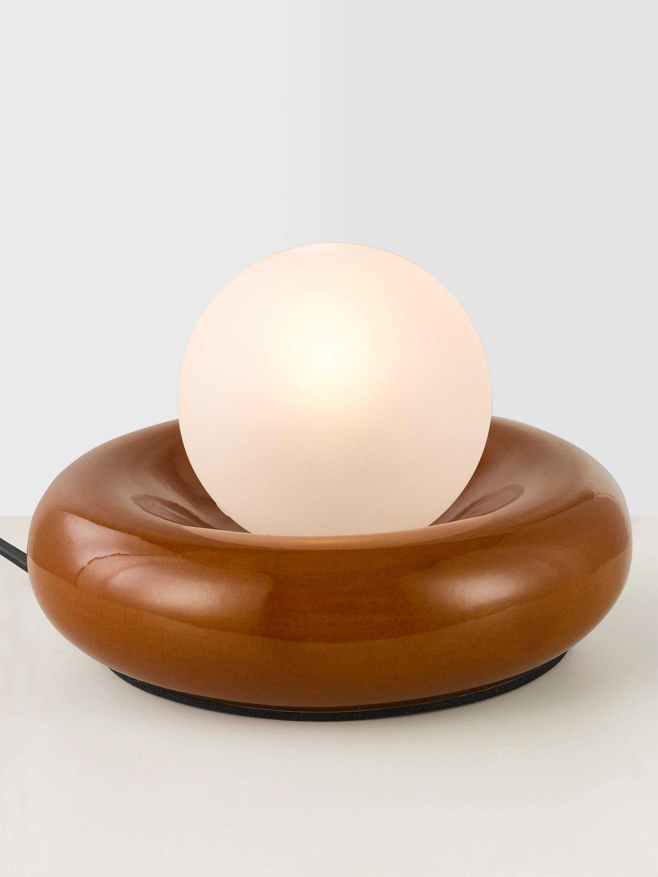 John Lewis Doughnut Table Lamp gloss white shade ceramic base, UK version