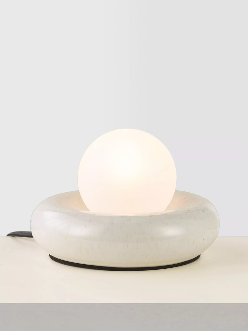 John Lewis Doughnut Table Lamp gloss white shade ceramic base, UK version