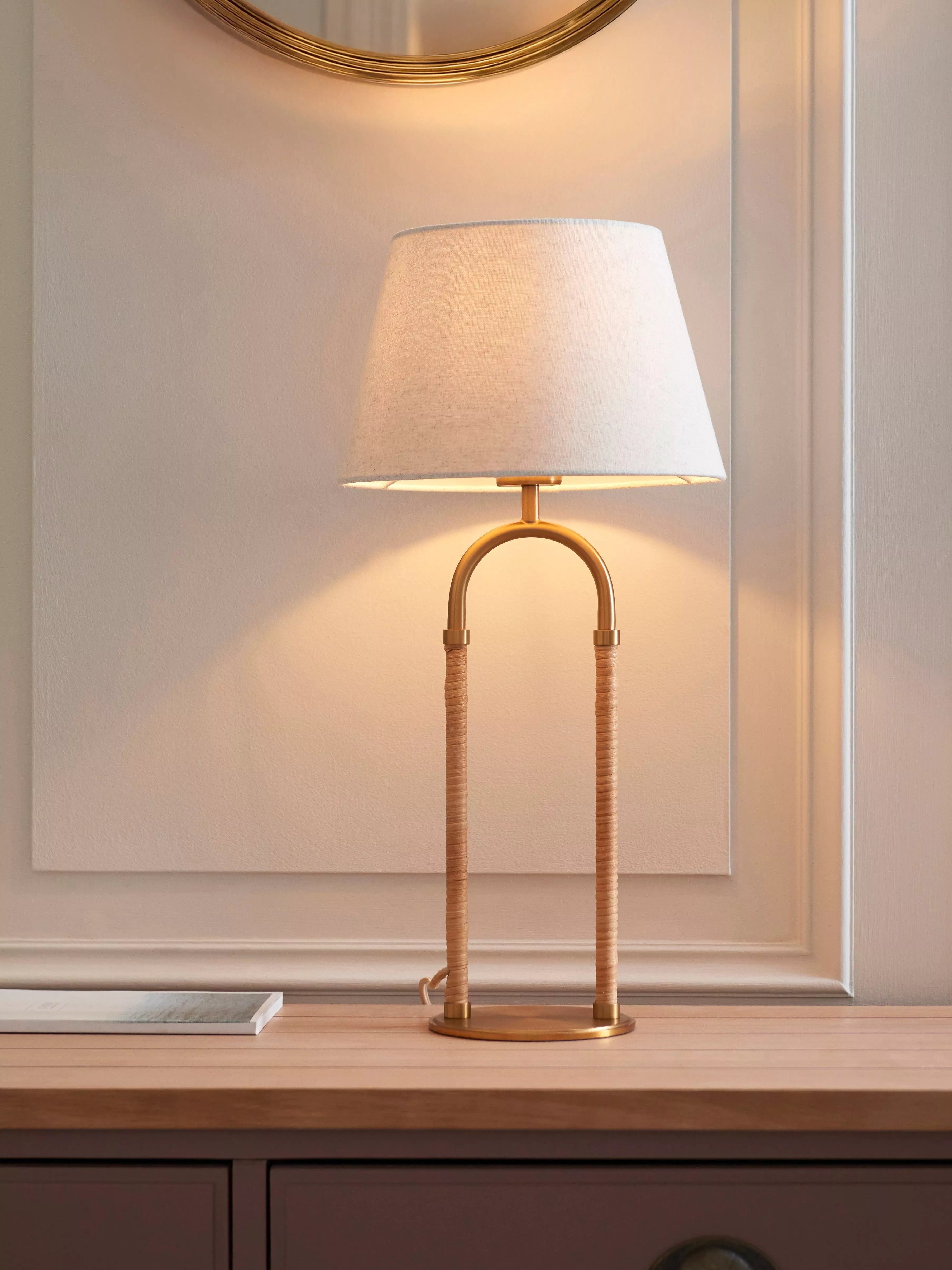 John Lewis Archibald cane table lamp brass medium (British brand)