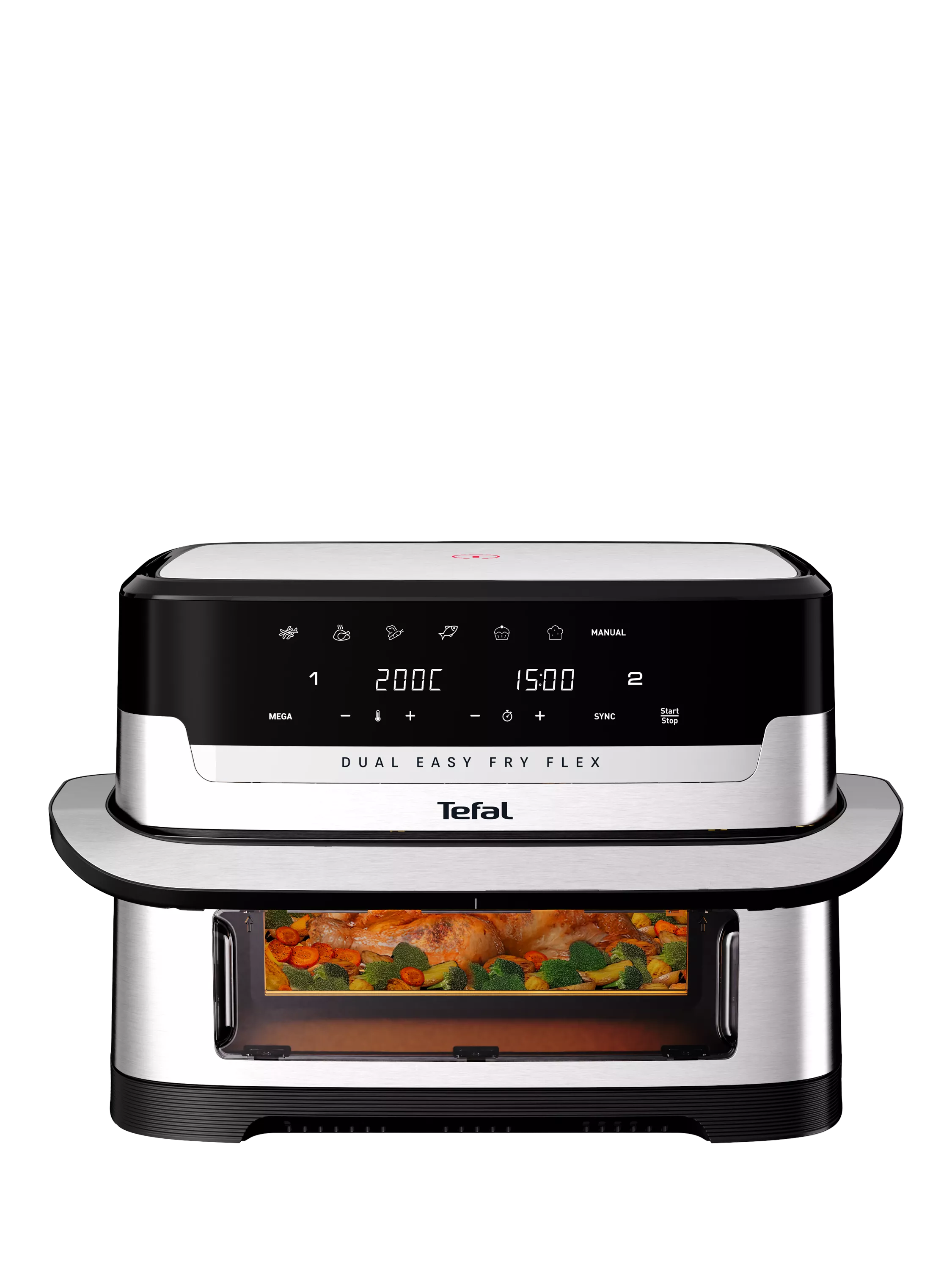 Tefal Dual Easy Fry Flex air fryer 9L stainless steel - British product