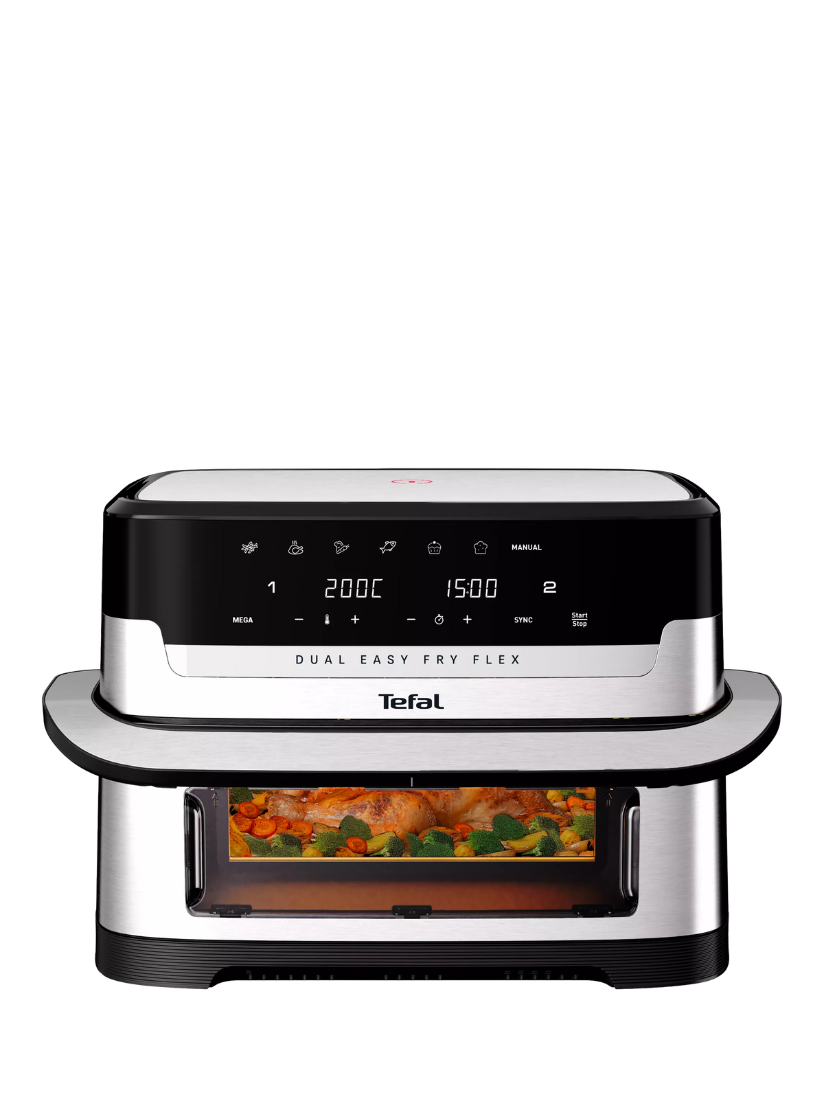 Tefal Dual Easy Fry Flex air fryer 9L stainless steel - British product