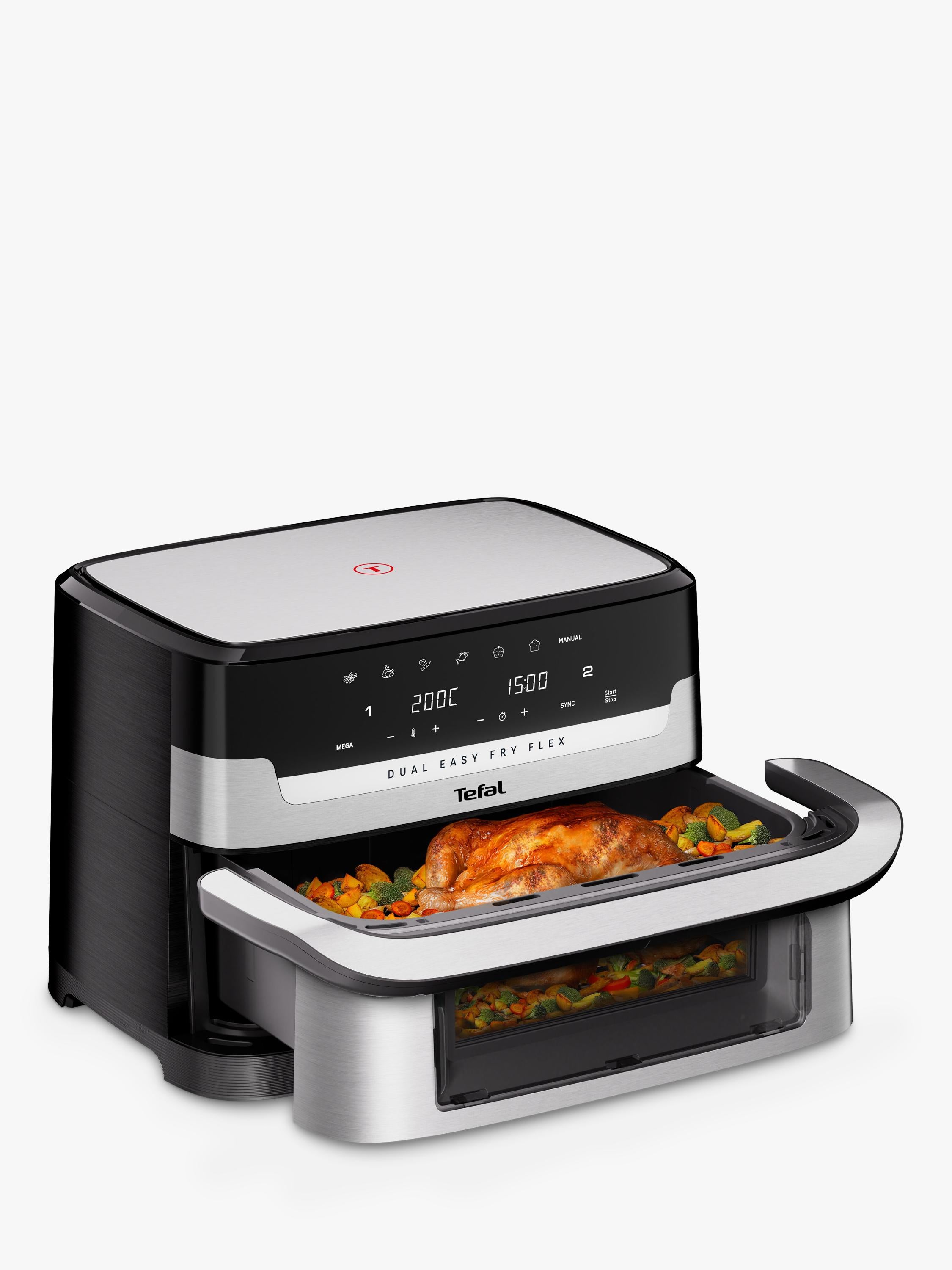 Tefal Dual Easy Fry Flex air fryer 9L stainless steel - British product