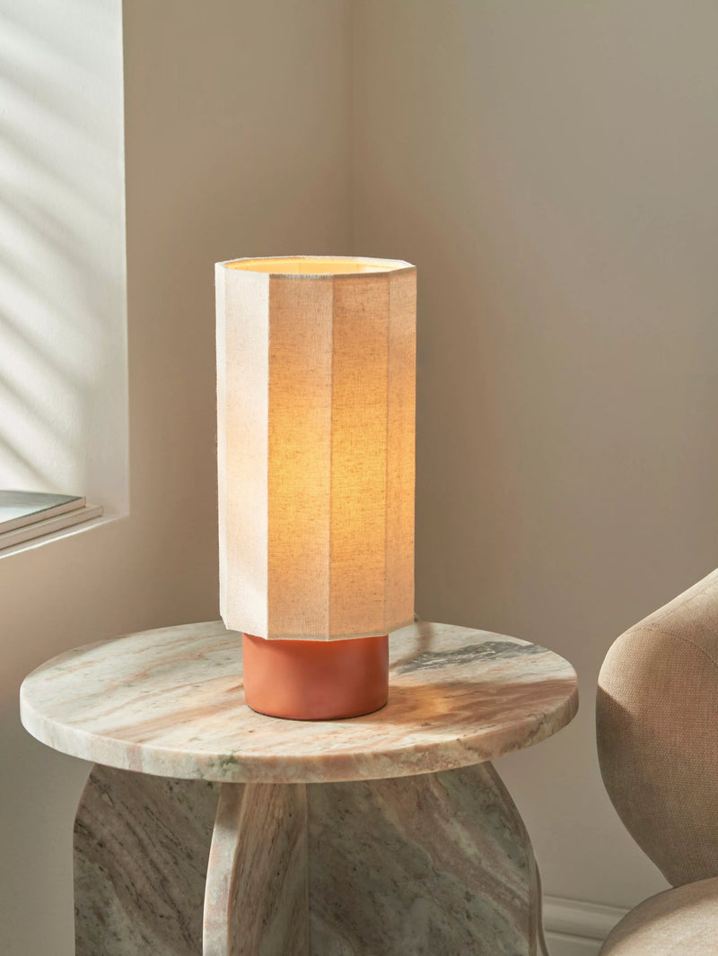 John Lewis Deca ceramic base table lamp with linen shade 31cm - British product