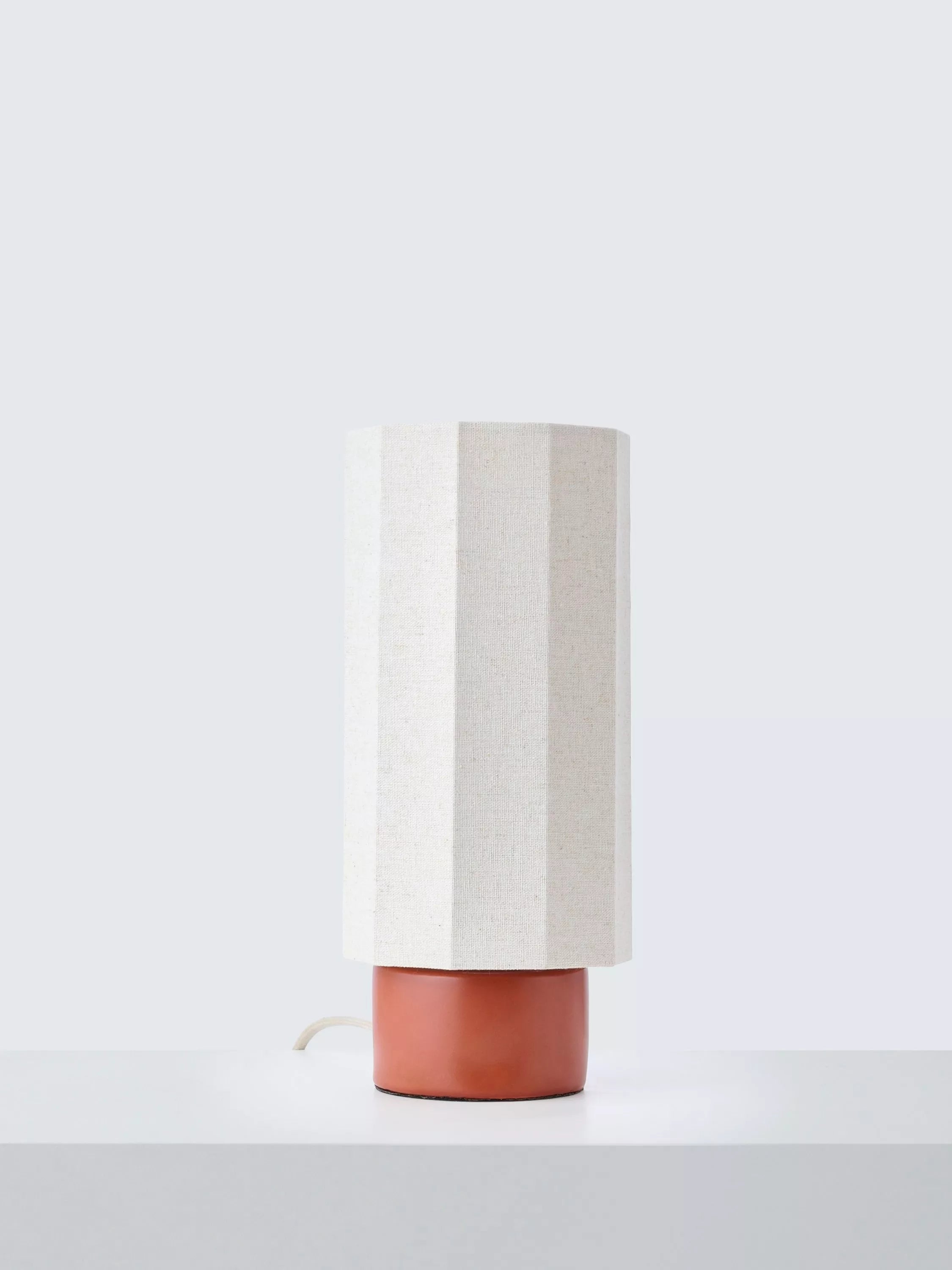 John Lewis Deca ceramic base table lamp with linen shade 31cm - British product