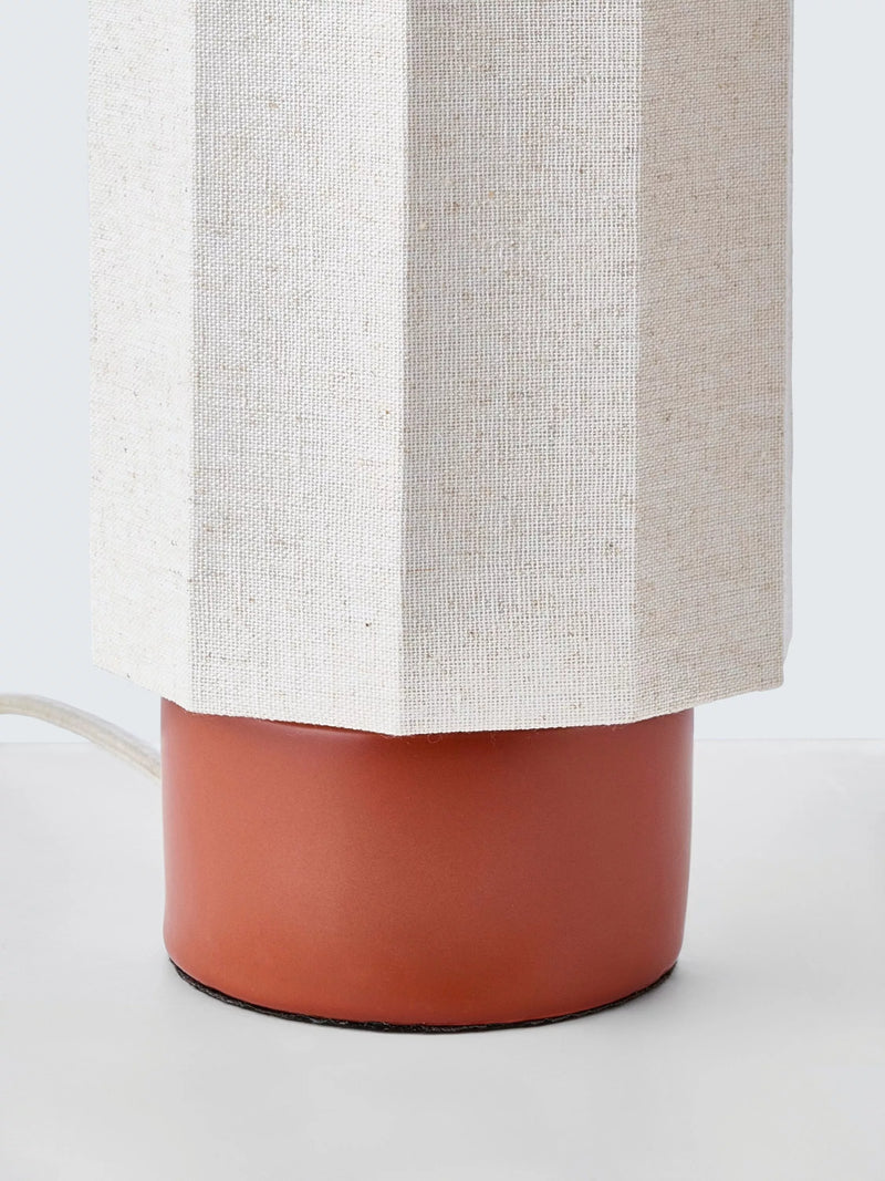 John Lewis Deca ceramic base table lamp with linen shade 31cm - British product