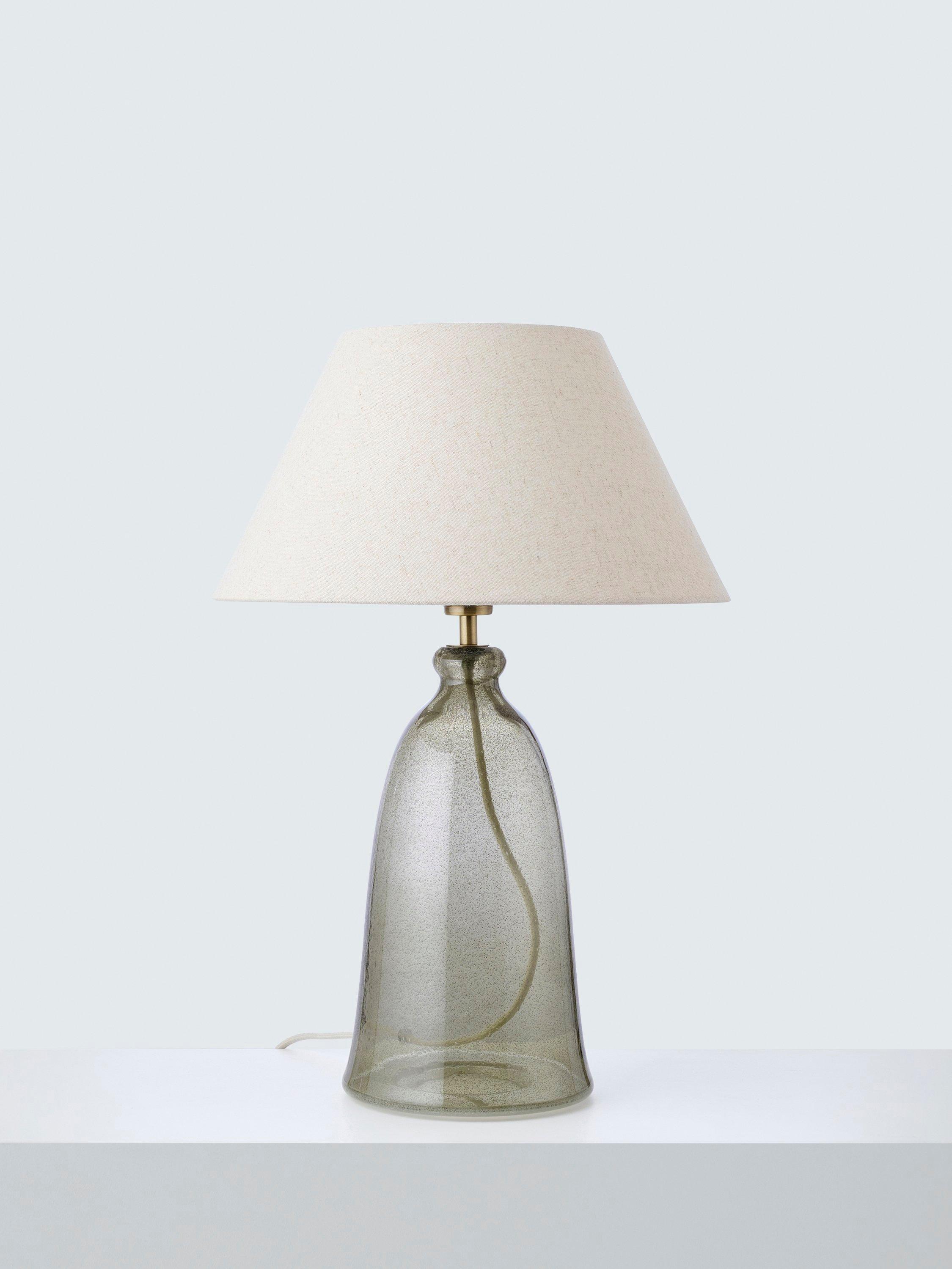 John Lewis bubble glass avocado table lamp with linen shade (British brand)