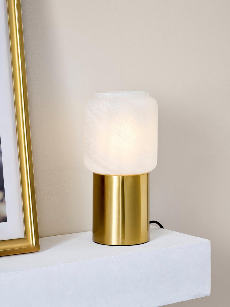 John Lewis Bosa alabaster effect touch table lamp brass - British product