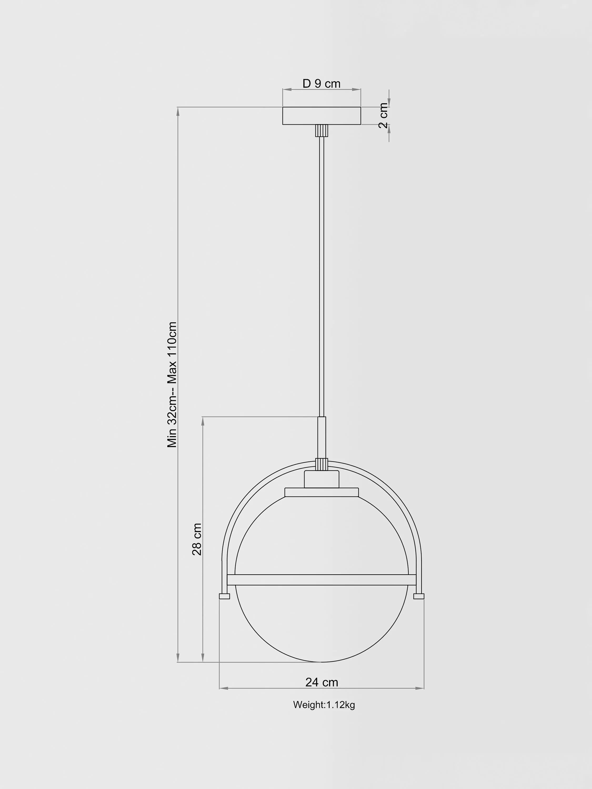 John Lewis Contour pendant ceiling light smoke shade, UK version