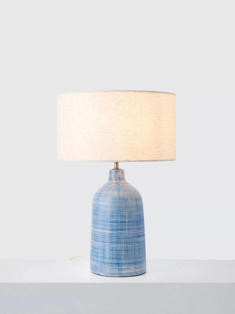 John Lewis Kairo Glazed Ceramic Table Lamp, Blue