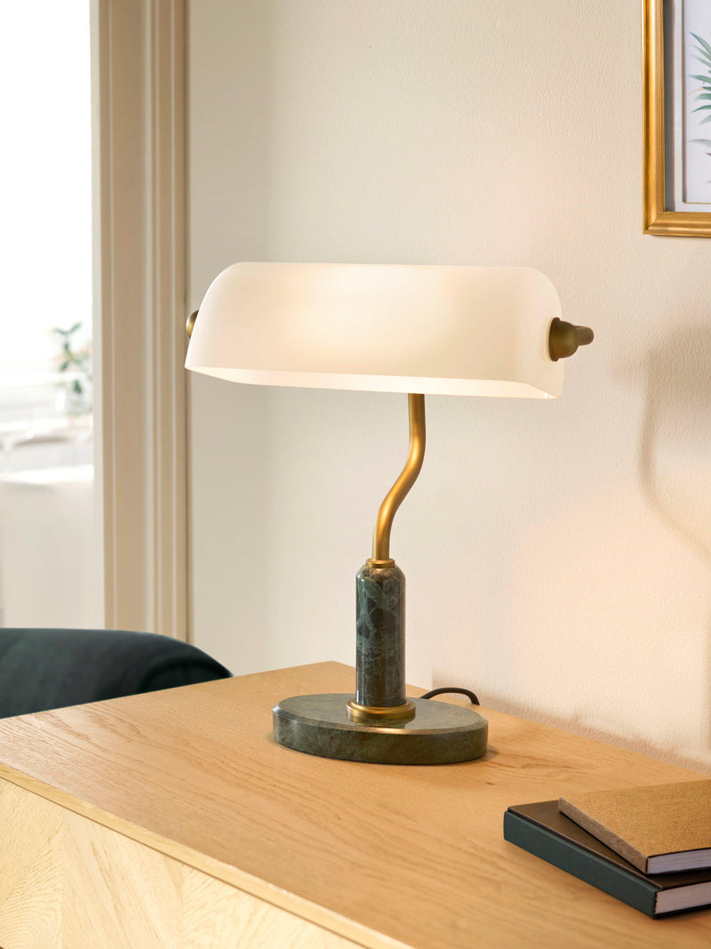 John Lewis Mabel desk lamp green marble base 34cm - British product