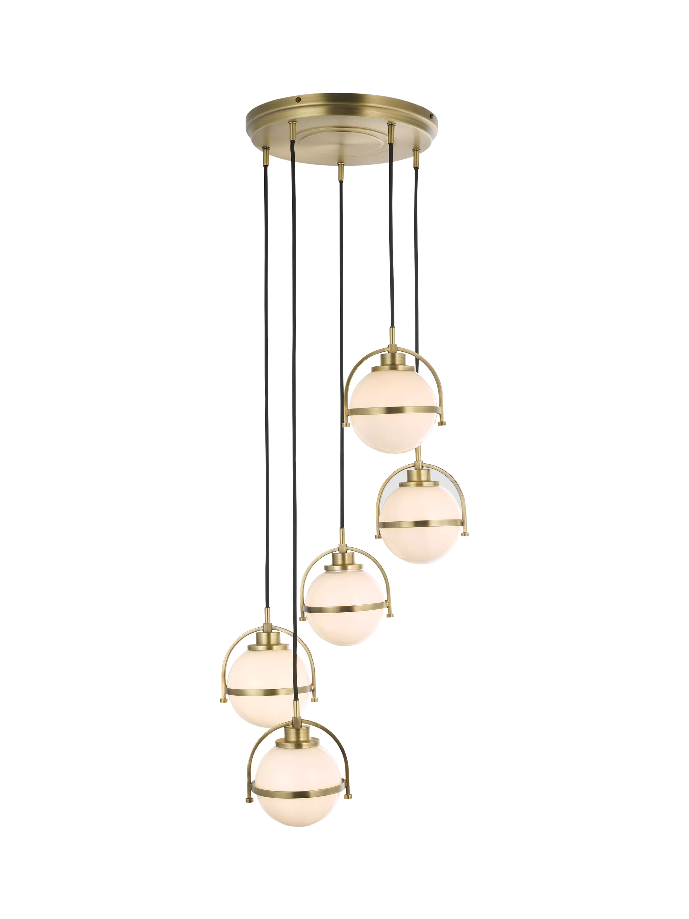 John Lewis Contour 5 pendant cluster ceiling light matt antique brass - British product