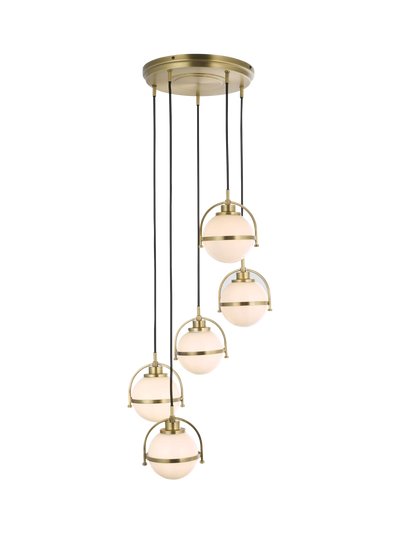 John Lewis John Lewis Contour 5 Pendant Cluster Ceiling Light, Matt Antique Brass- Buy online at McGrocer