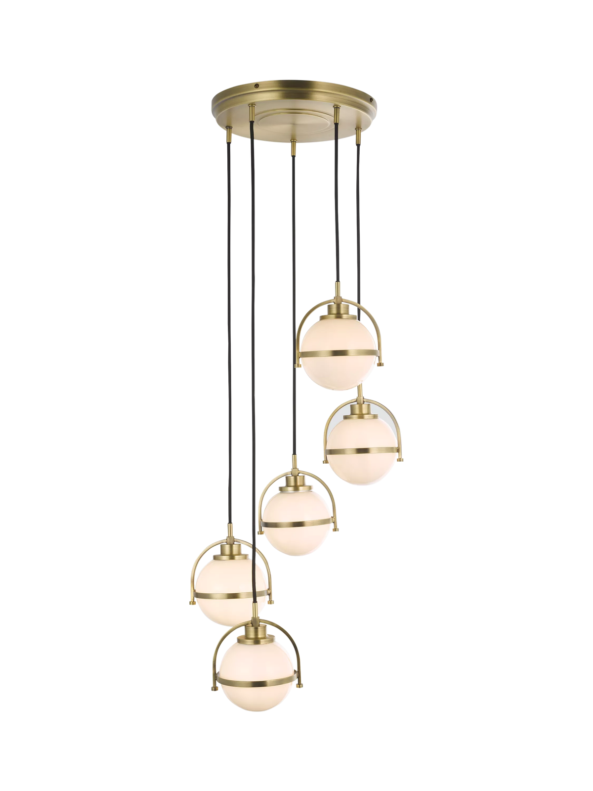 John Lewis Contour 5 pendant cluster ceiling light matt antique brass - British product