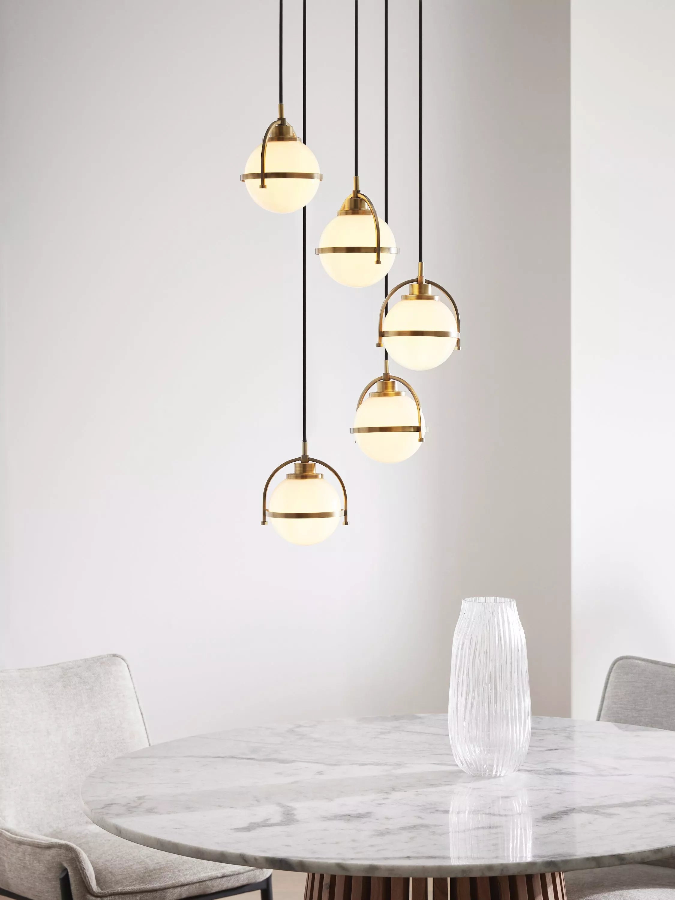 John Lewis Contour 5 pendant cluster ceiling light matt antique brass - British product