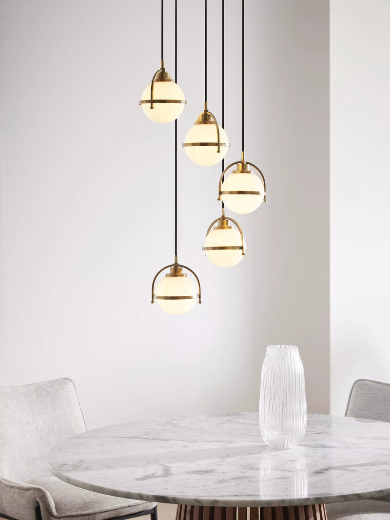 John Lewis Contour 5 pendant cluster ceiling light matt antique brass - British product