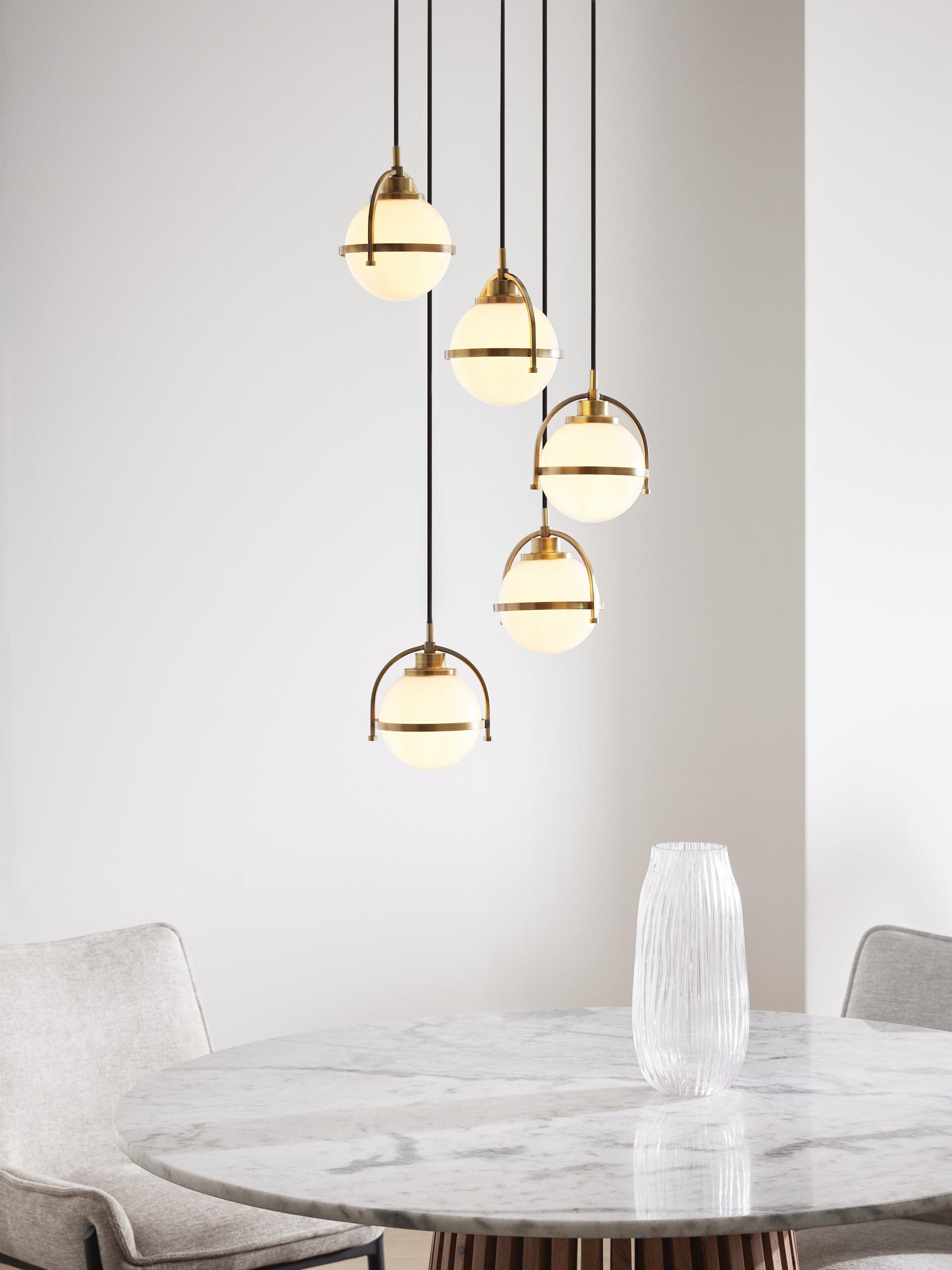 John Lewis Contour 5 pendant cluster ceiling light matt antique brass - British product