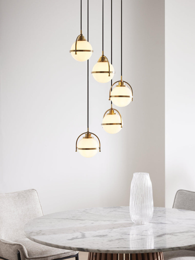 John Lewis Contour 5 pendant cluster ceiling light matt antique brass - British product