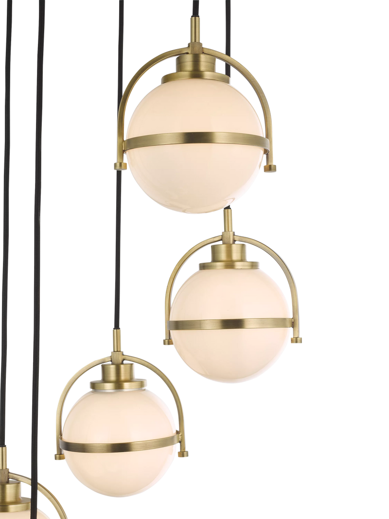 John Lewis Contour 5 pendant cluster ceiling light matt antique brass - British product