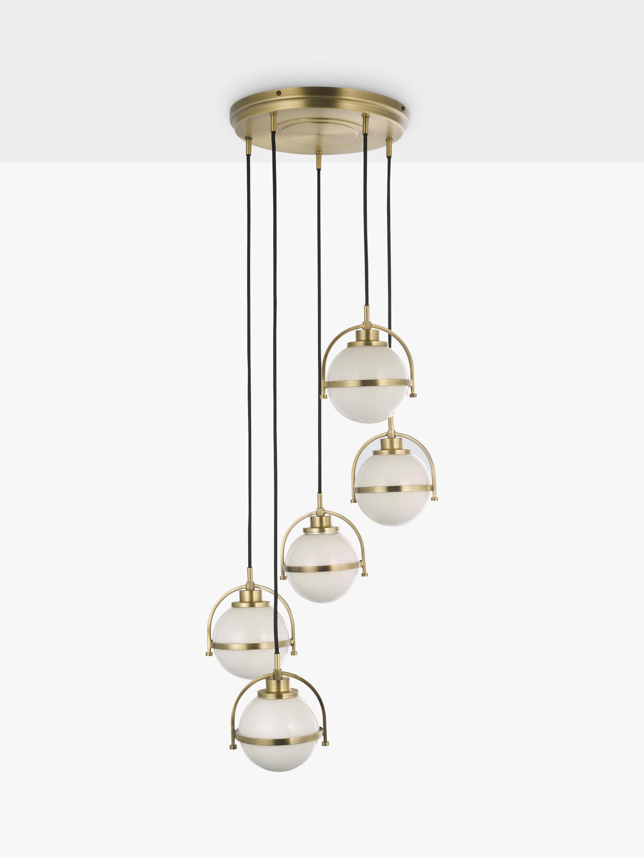John Lewis Contour 5 pendant cluster ceiling light matt antique brass - British product
