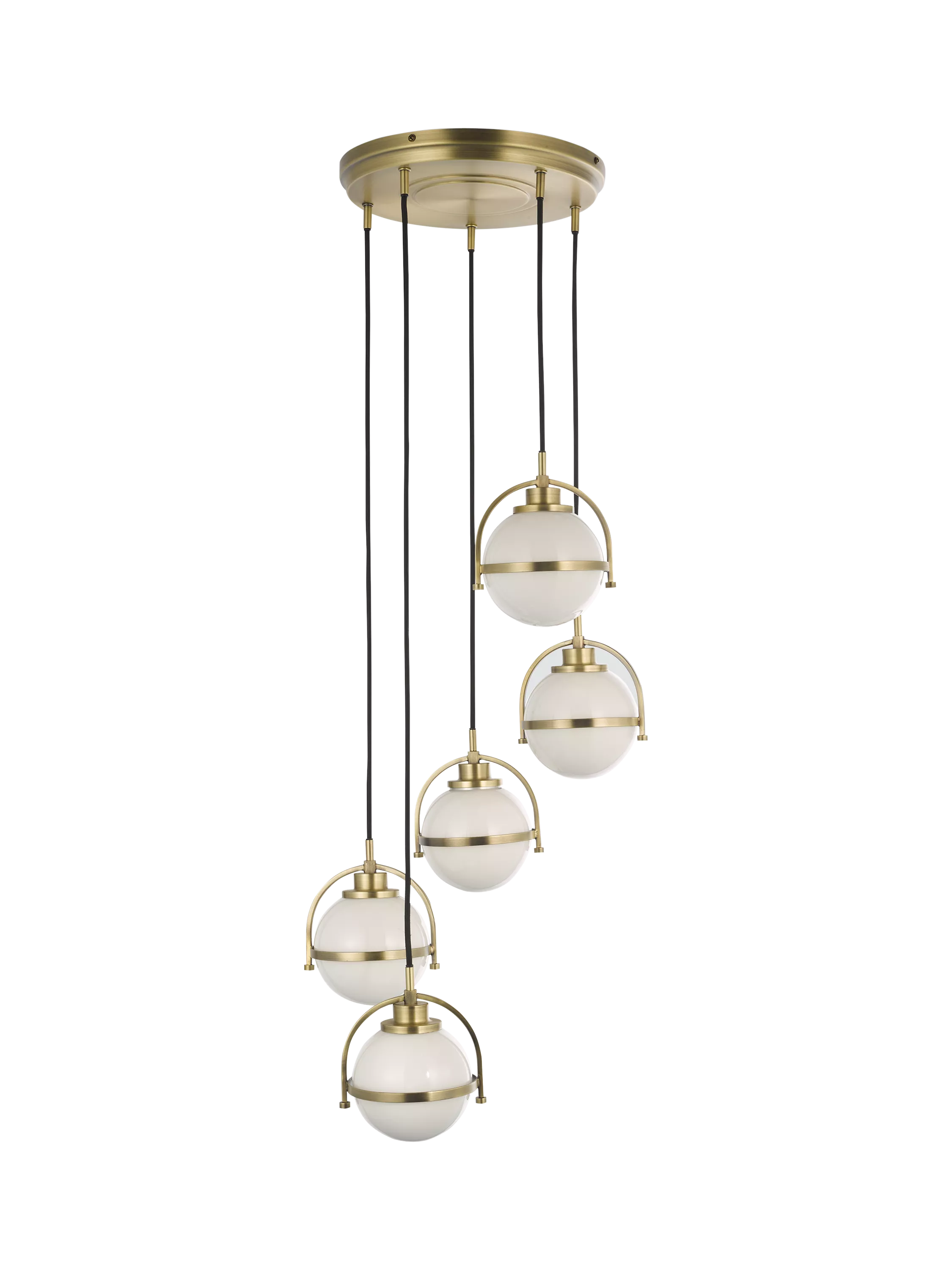 John Lewis Contour 5 pendant cluster ceiling light matt antique brass - British product