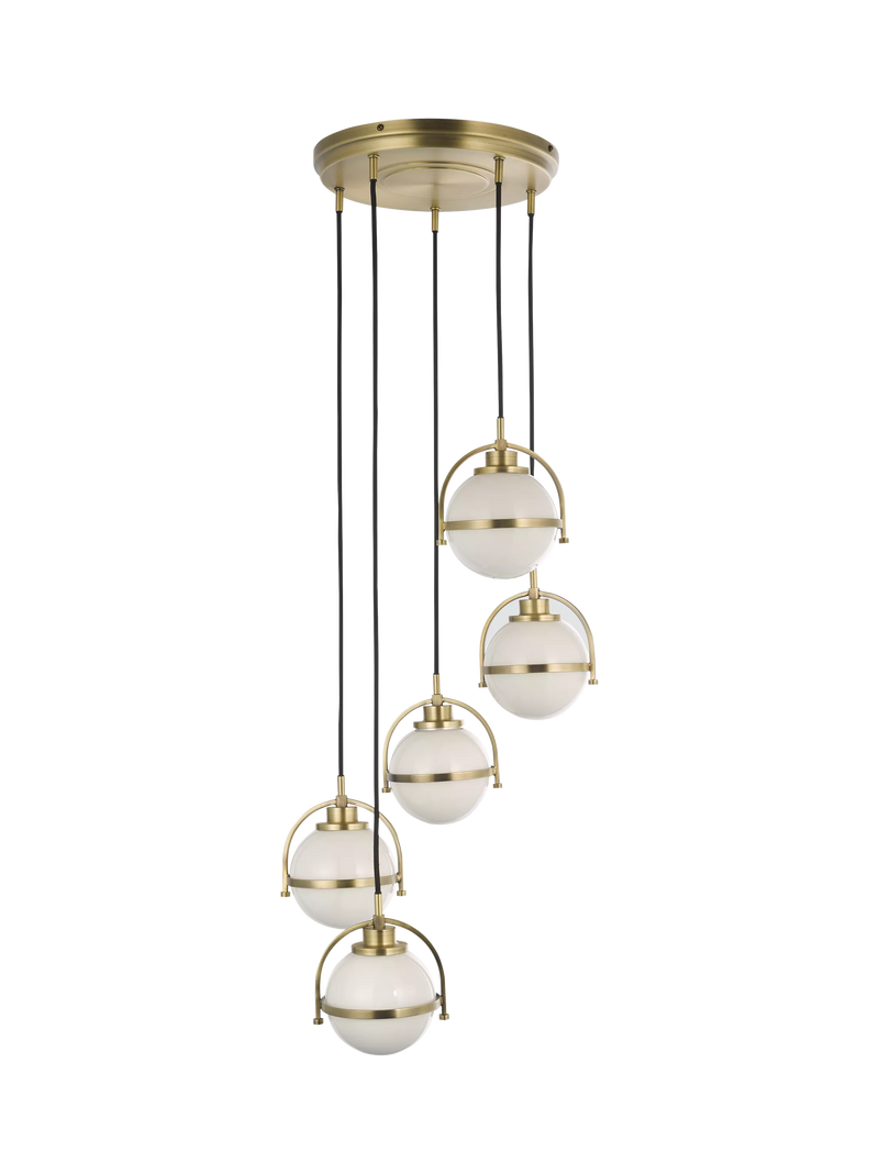 John Lewis Contour 5 pendant cluster ceiling light matt antique brass - British product