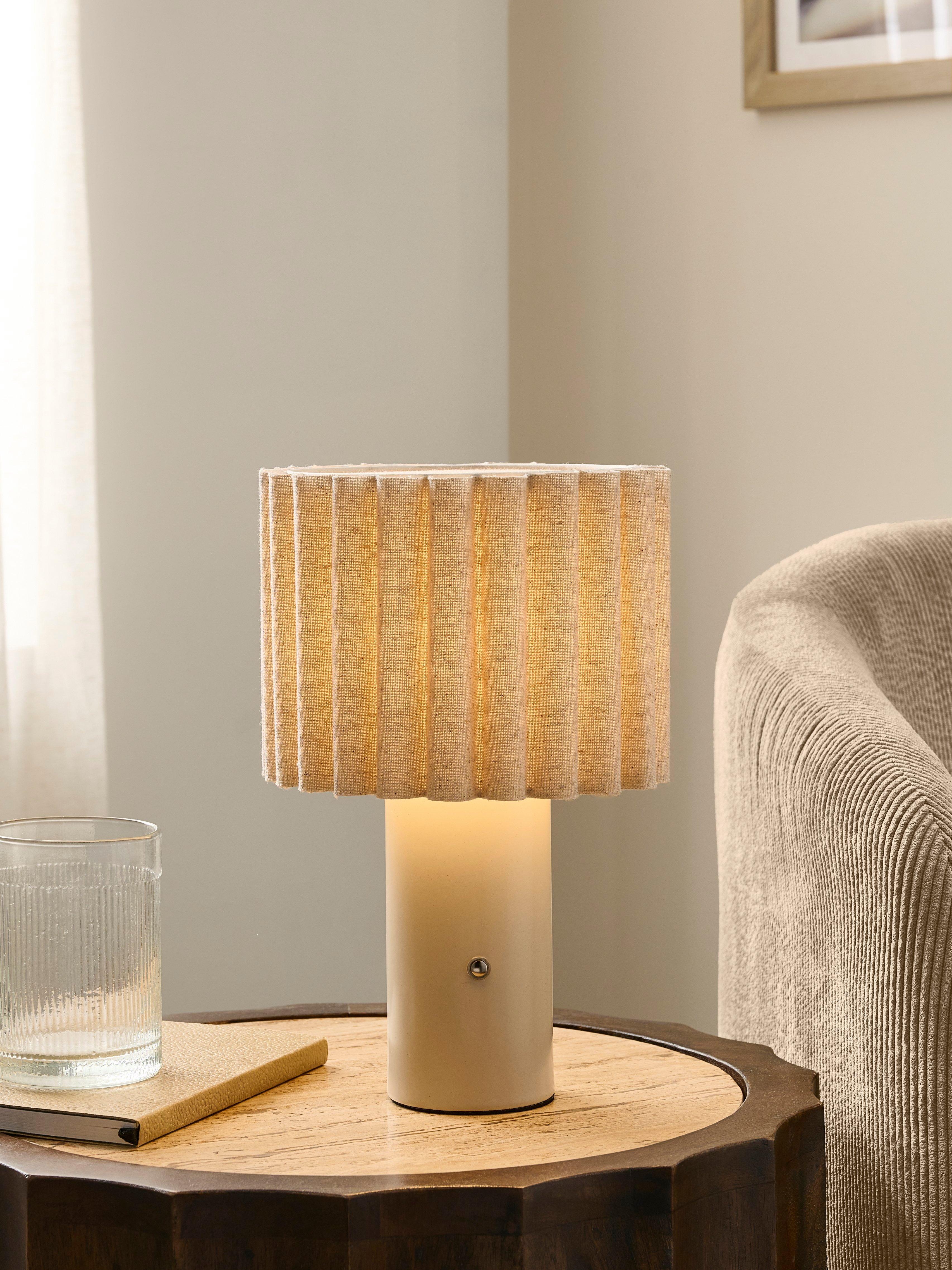 John Lewis Modern Scallop rechargeable table lamp Matt Greige - British product