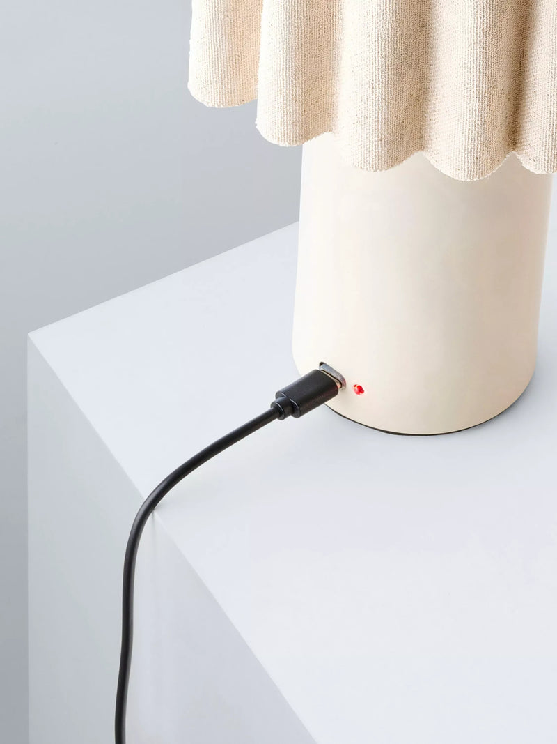 John Lewis Modern Scallop rechargeable table lamp Matt Greige - British product