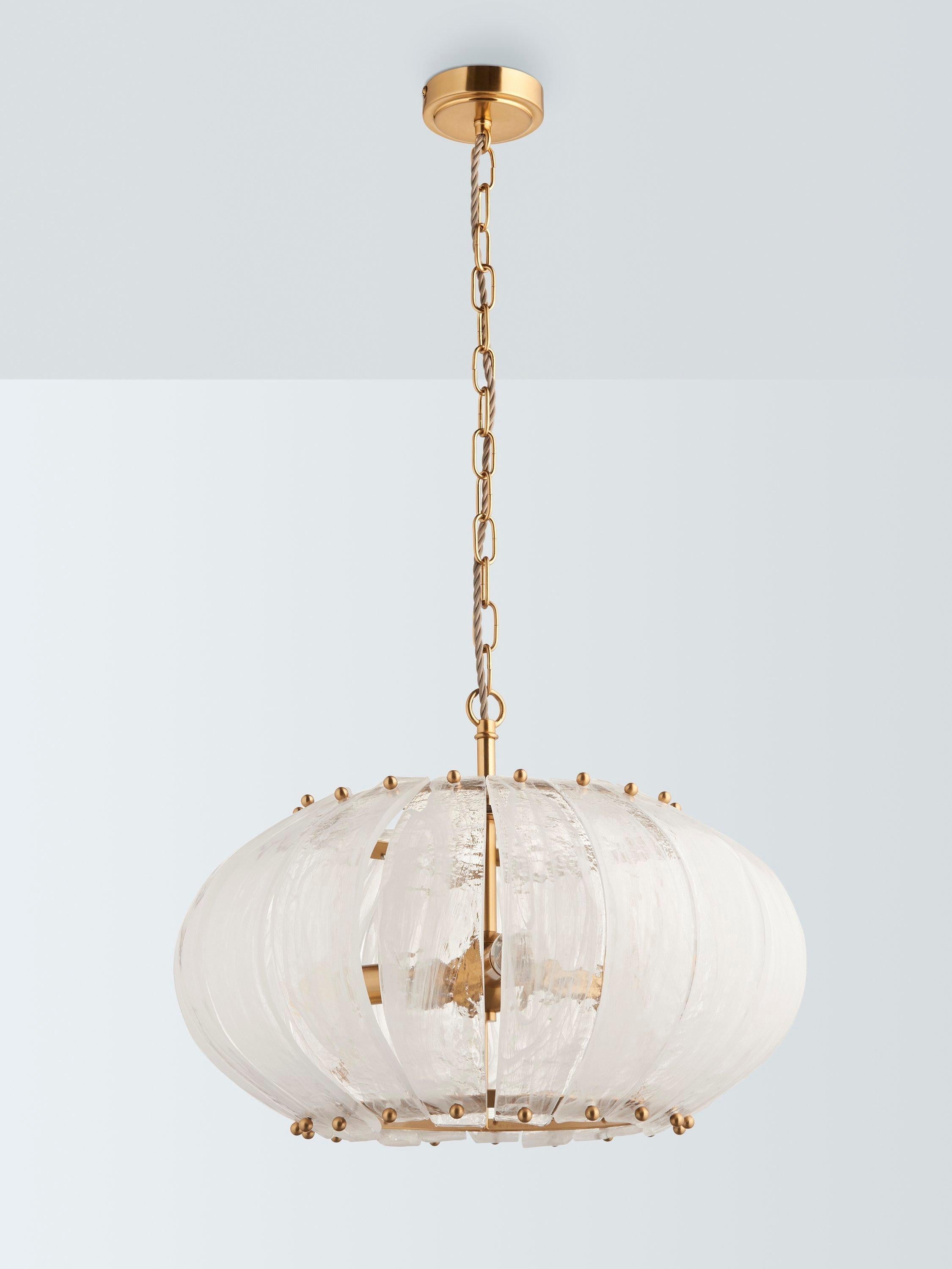 John Lewis Jardin glass pendant light brass adjustable drop, imported from the UK