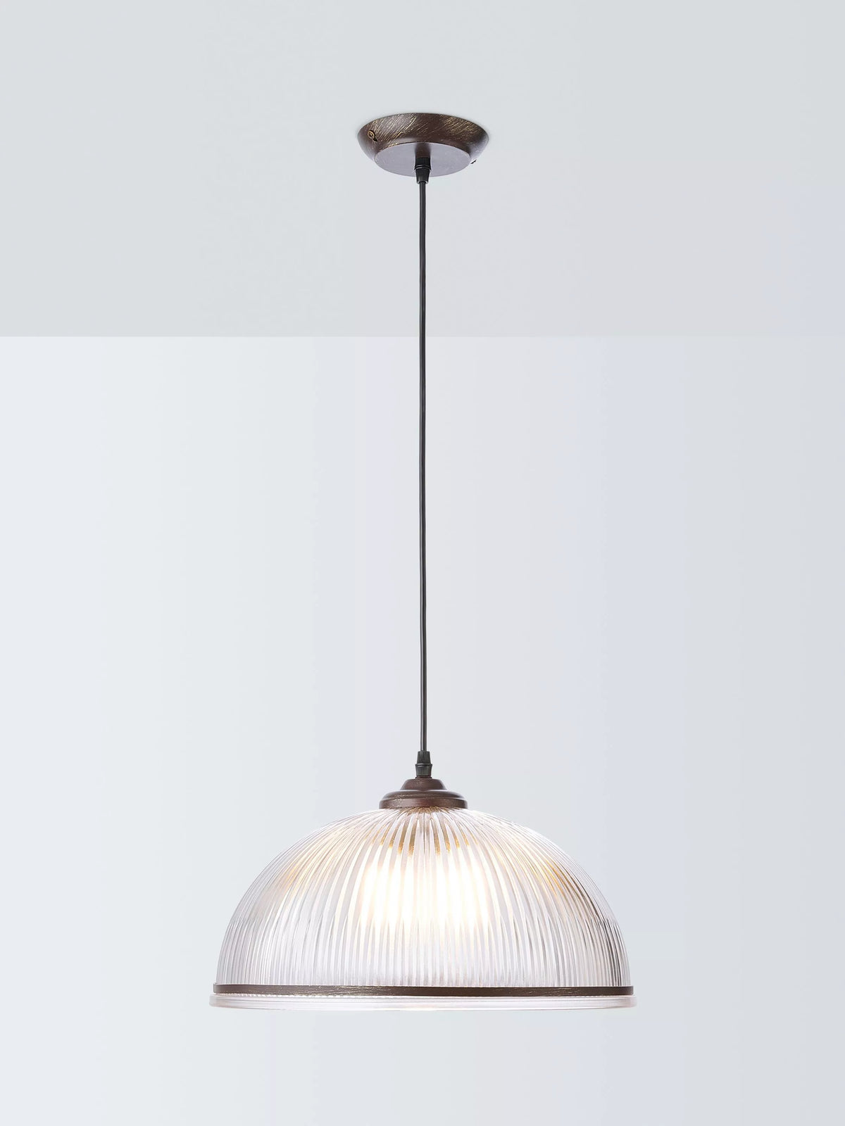 John Lewis Tristan ribbed glass pendant ceiling light bronze, imported from the UK