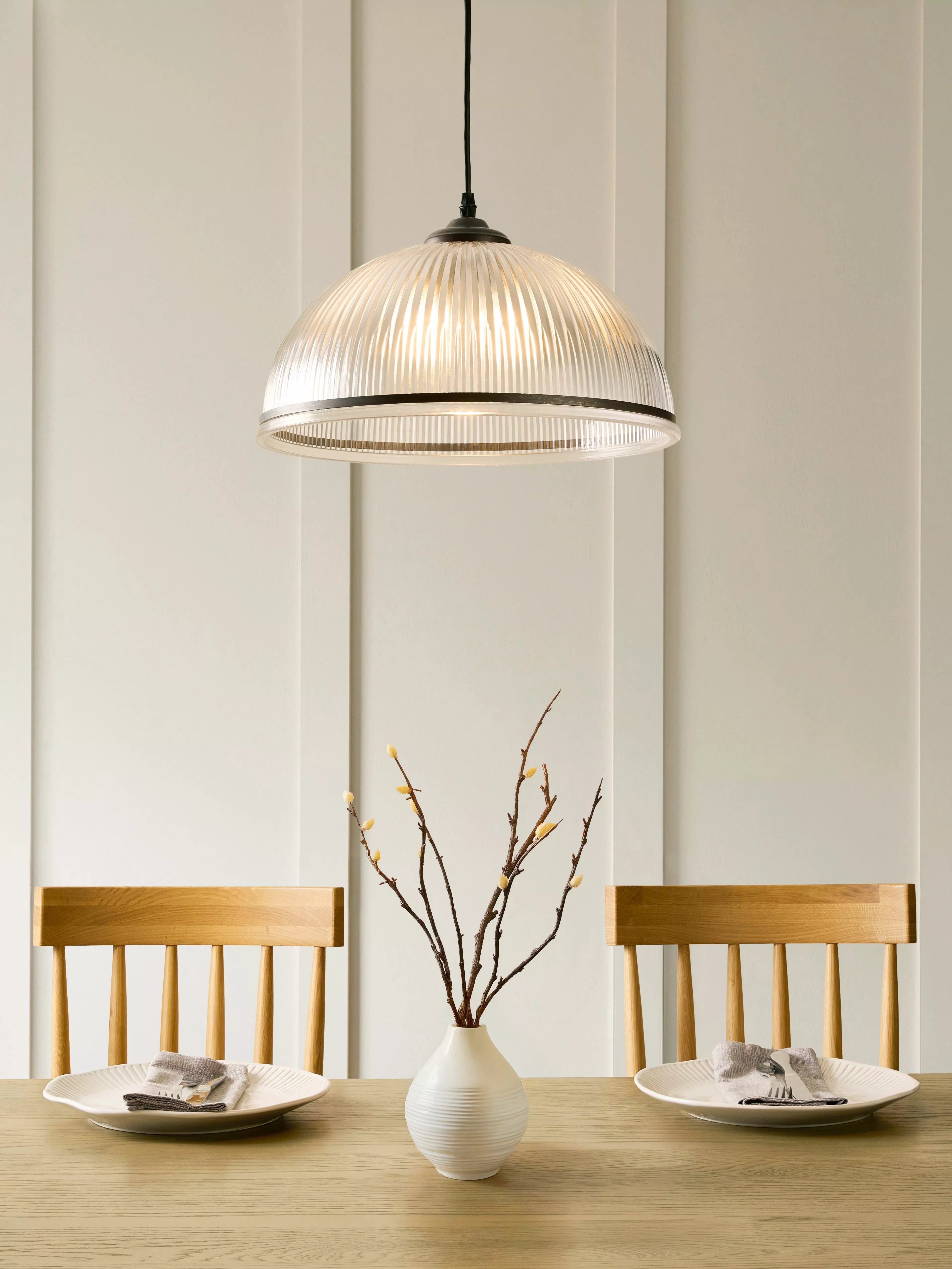 John Lewis Tristan ribbed glass pendant ceiling light bronze, imported from the UK