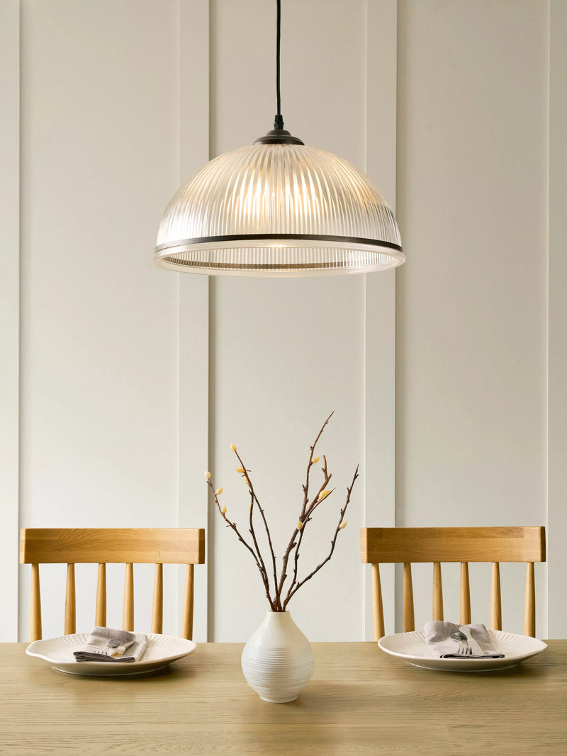 John Lewis Tristan ribbed glass pendant ceiling light bronze, imported from the UK