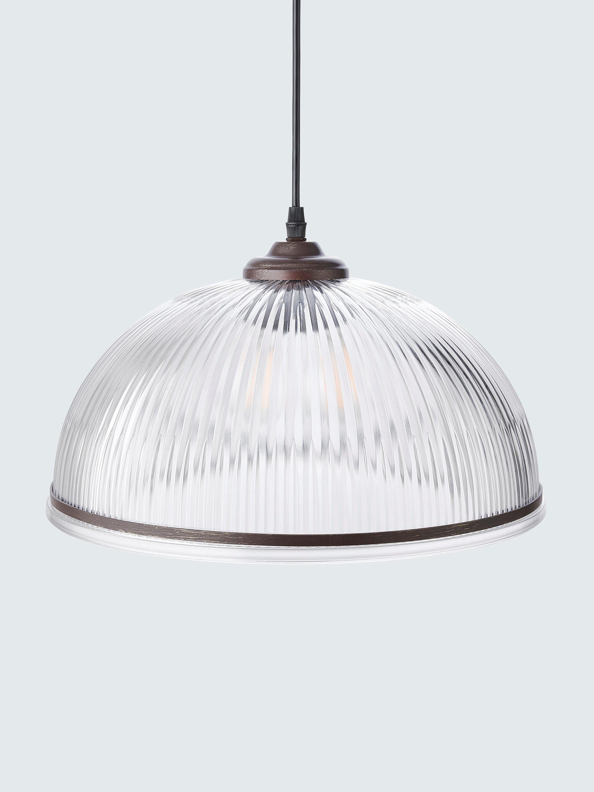 John Lewis Tristan ribbed glass pendant ceiling light bronze, imported from the UK