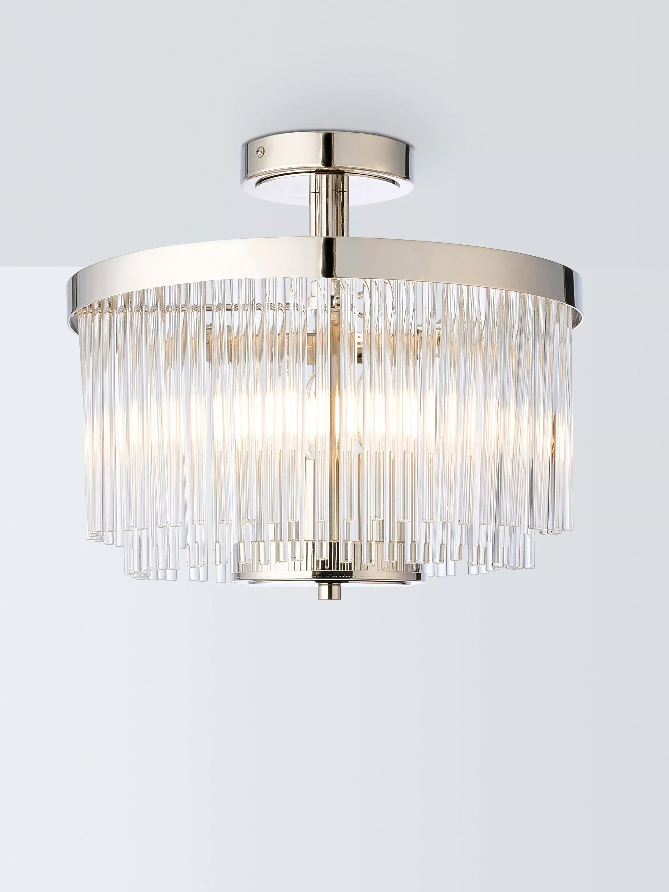 John Lewis Lexton 3 Arm Semi Flush Glass Ceiling Light, Brass