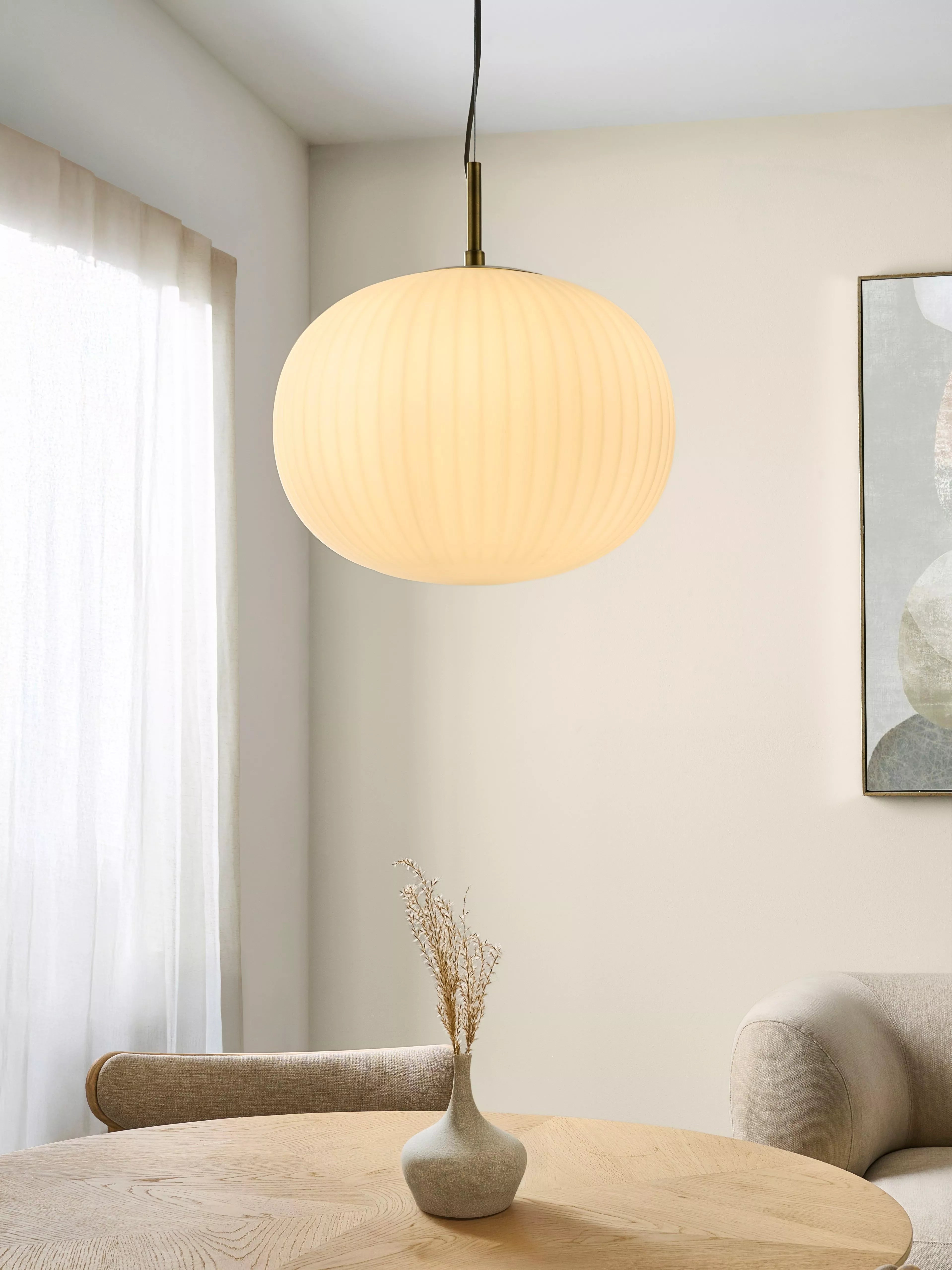 John Lewis pleated glass globe ceiling light antique brass - British product