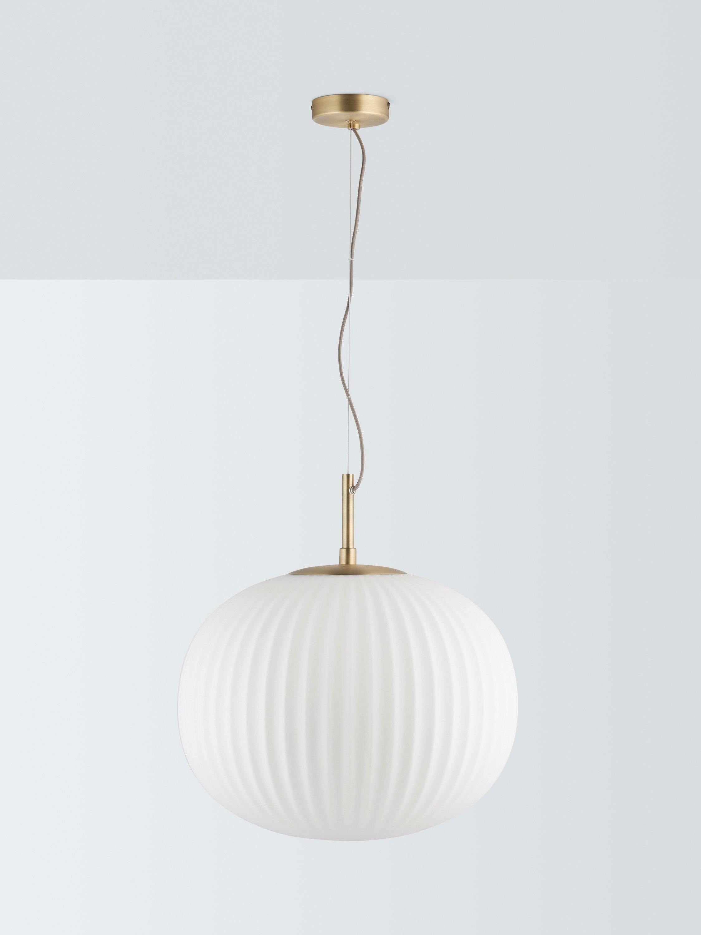 John Lewis pleated glass globe ceiling light antique brass - British product