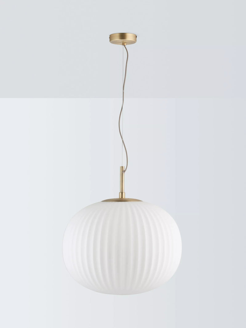 John Lewis pleated glass globe ceiling light antique brass - British product