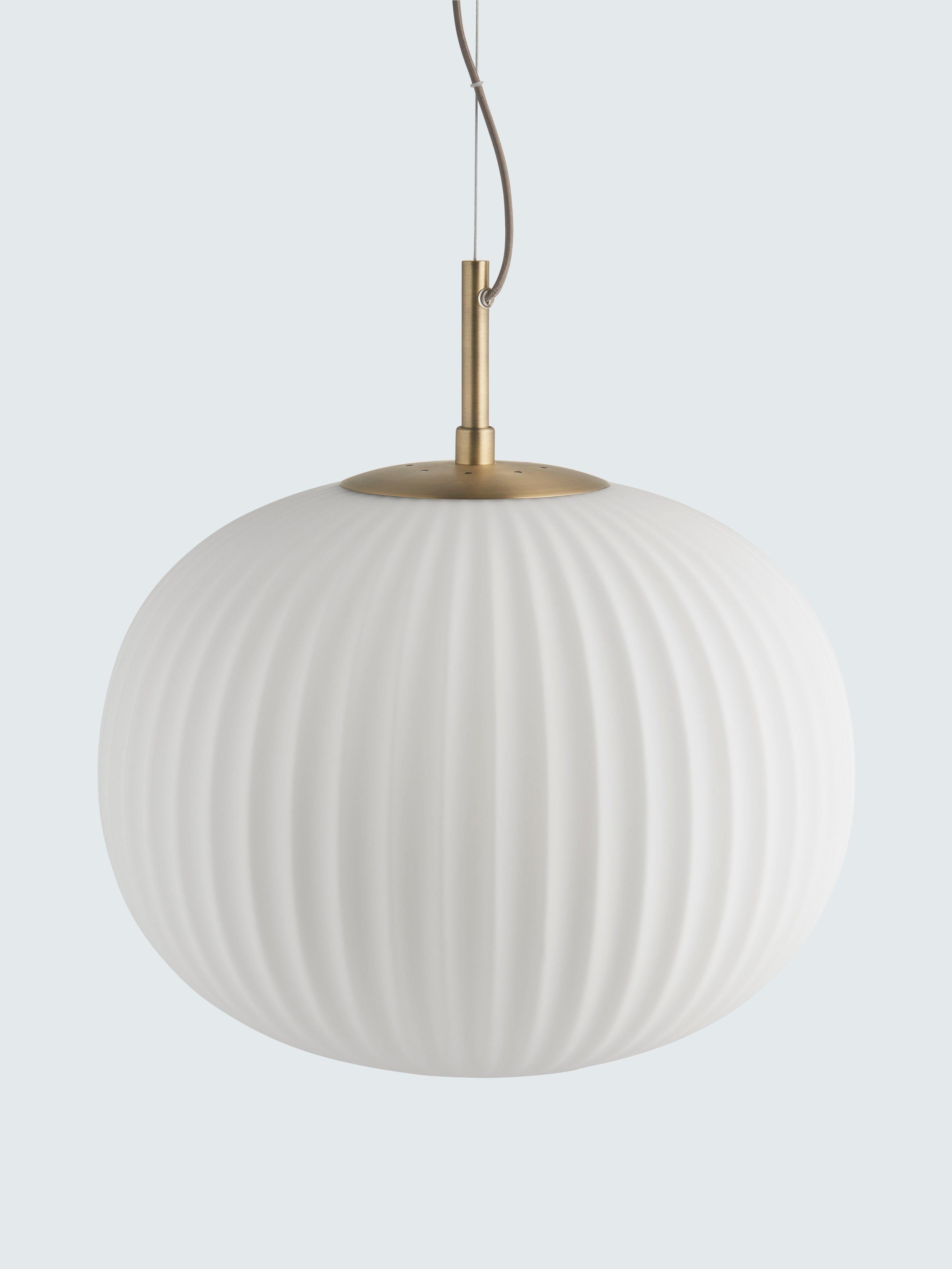 John Lewis pleated glass globe ceiling light antique brass - British product