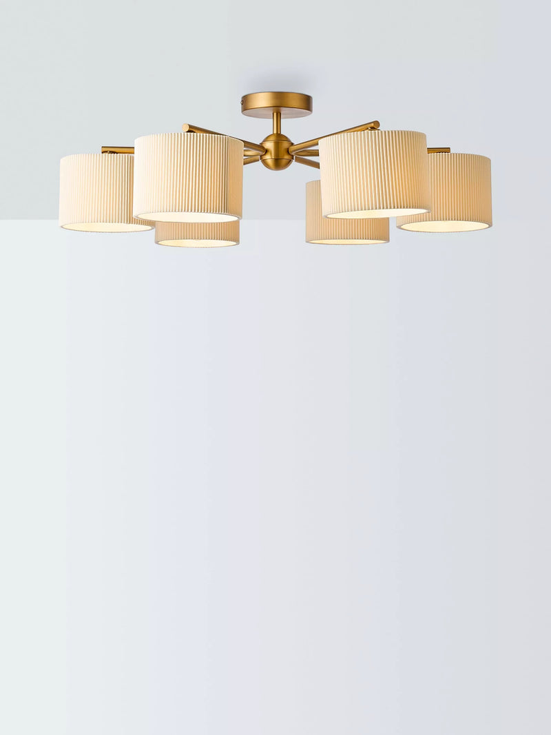 John Lewis Rosso semi-flush ceiling light antique brass fabric shades - British product