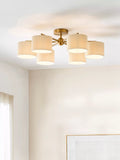 John Lewis Rosso semi-flush ceiling light antique brass fabric shades - British product