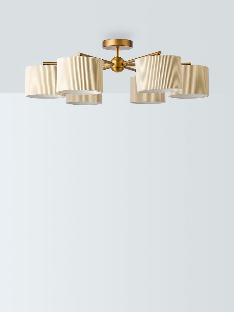 John Lewis Rosso semi-flush ceiling light antique brass fabric shades - British product