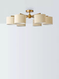 John Lewis Rosso semi-flush ceiling light antique brass fabric shades - British product