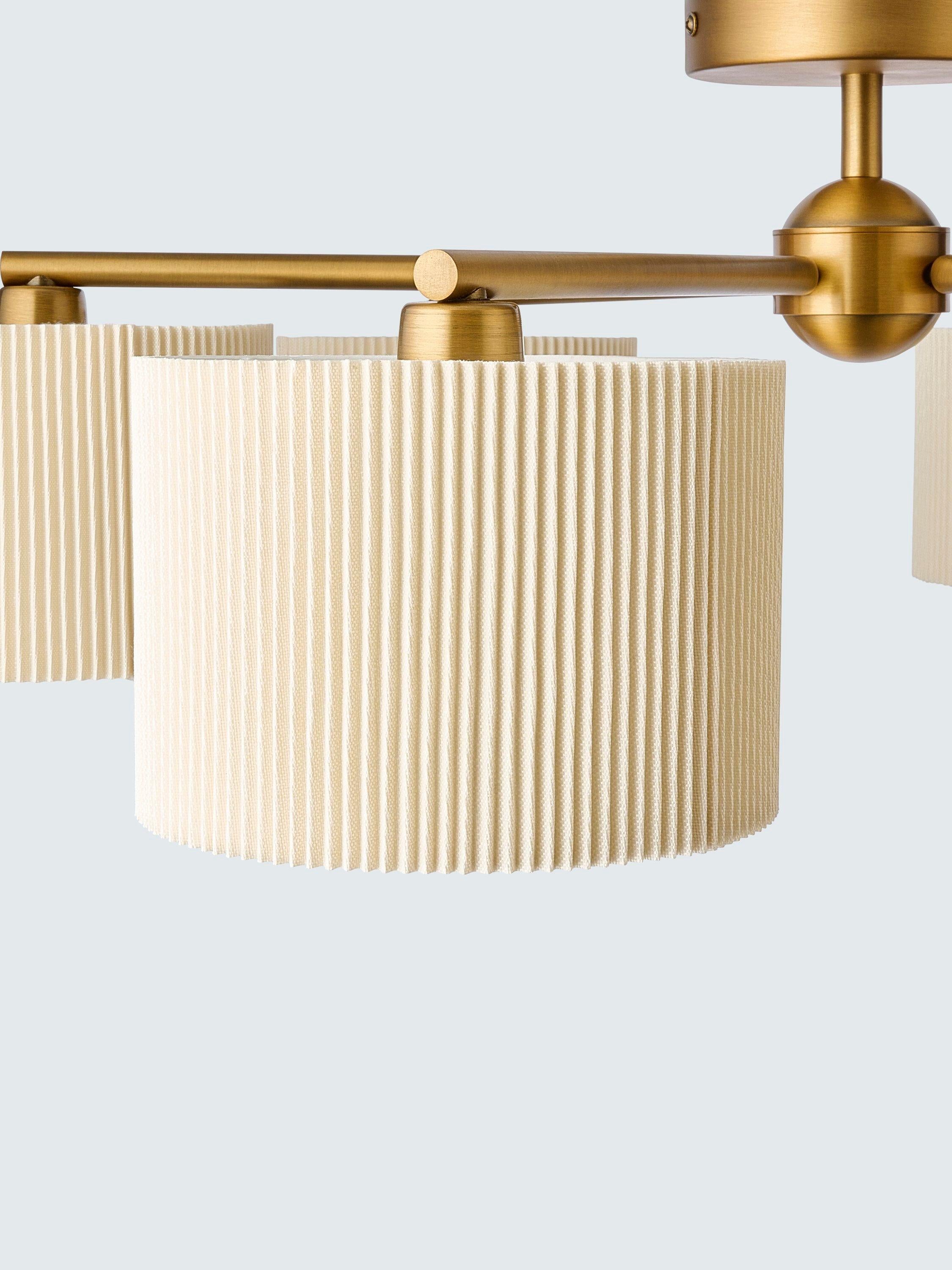 John Lewis Rosso semi-flush ceiling light antique brass fabric shades - British product
